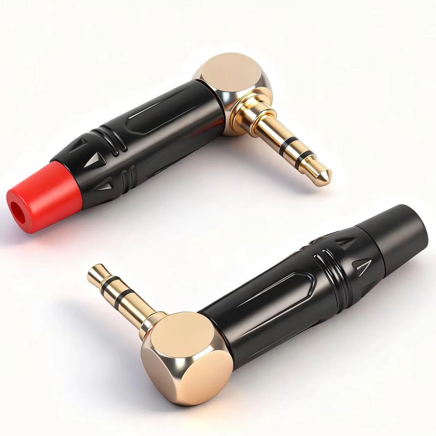 RUNCCI-YUN 2 szt. wtyczka jack 3,5 mm TRS lutowanie stereo, 3,5 mm wtyczka jack 3-biegunowa, Audio Jack DIY AUX naprawa lutowania, (czarny + czerwony)