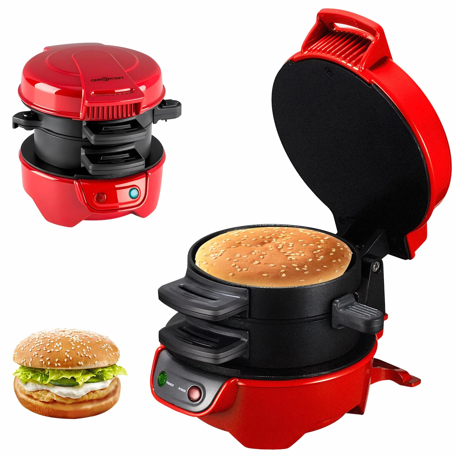 Toster do kanapek Hamburger Maker 600 W z powłoką zapobiegającą przywieraniu