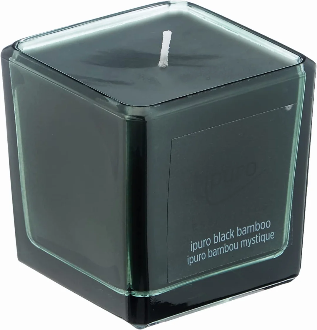ipuro - Dekoracyjna świeca zapachowa Ipuro black bamboo – minimalistyczne i purystyczne świece zapachowe w szkle – intensywne świece zapachowe z zielonymi i drzewnymi nutami – stylowa świeca 125 g