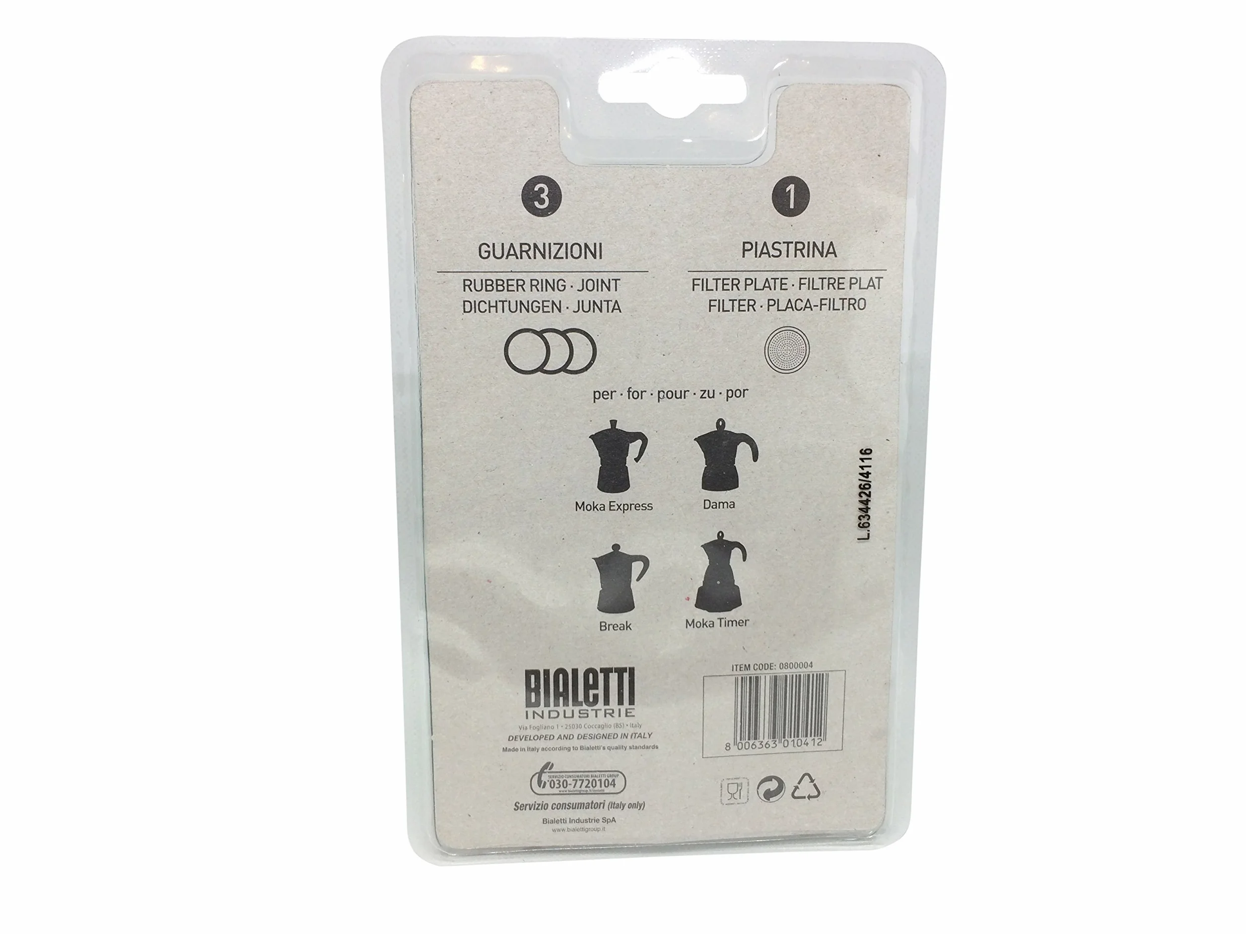 Bialetti Moka Seal i filtr aluminiowy 72 mm do ekspresu do kawy na 6 filiżanek biały
