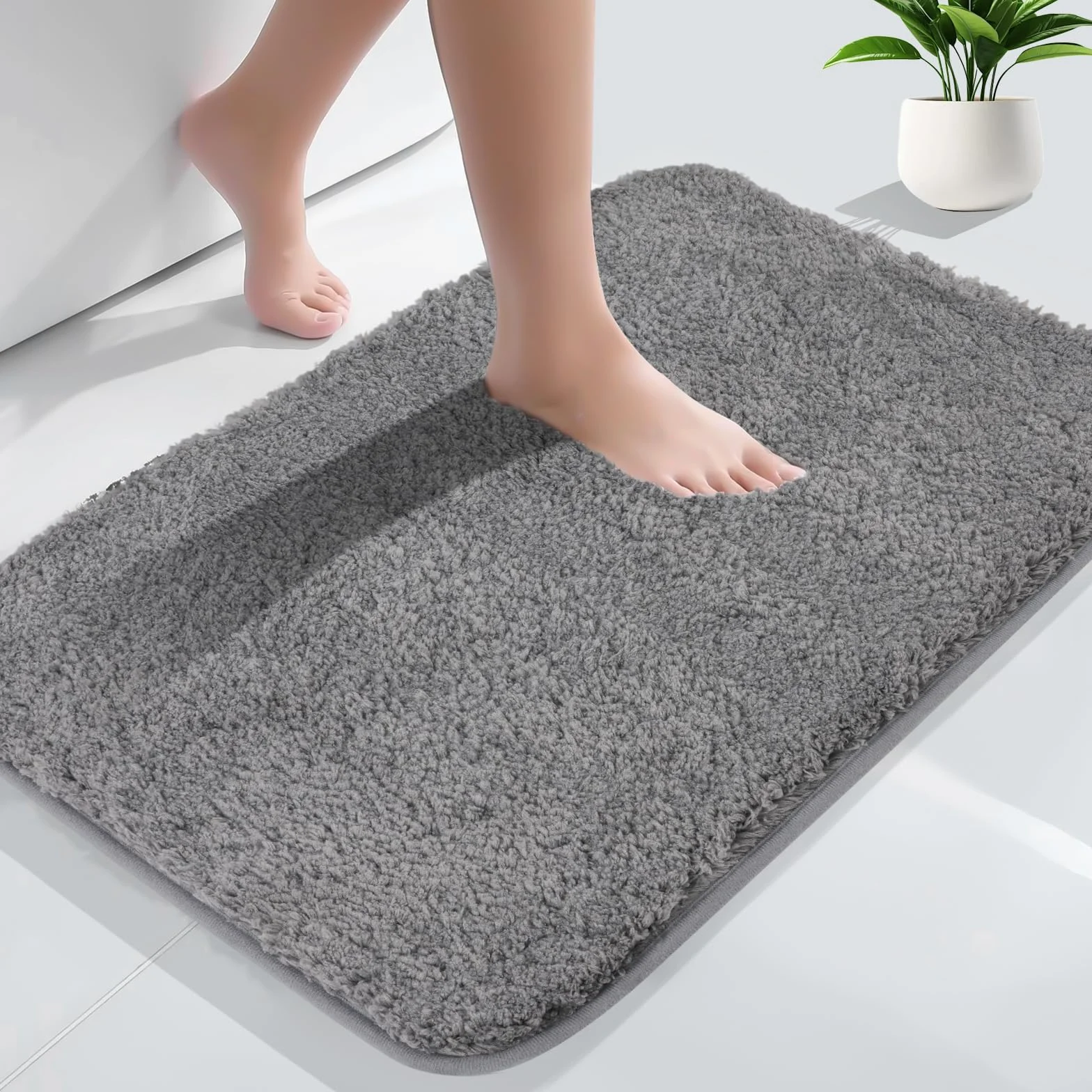 AUAUY Puszysta mata łazienkowa z mikrofibry, antypoślizgowa, nadająca się do prania, bardzo miękka i chłonna, pod podłogę, do wanny, prysznica, 2,5 cm, super gruby dywanik łazienkowy i dywanik dla
