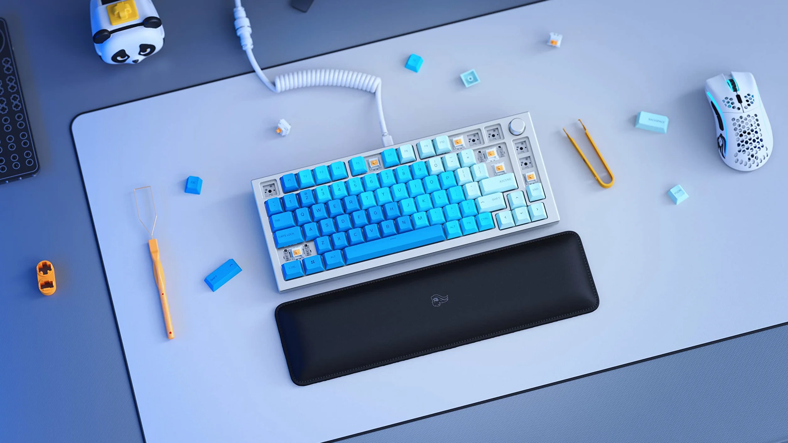 Glorious Gaming 115 klawiszy GPBT – Cherry, bardzo wytrzymały PBT, estetyka, doskonała dźwięk, oryginalny krój pisma, układ US - Arctic White
