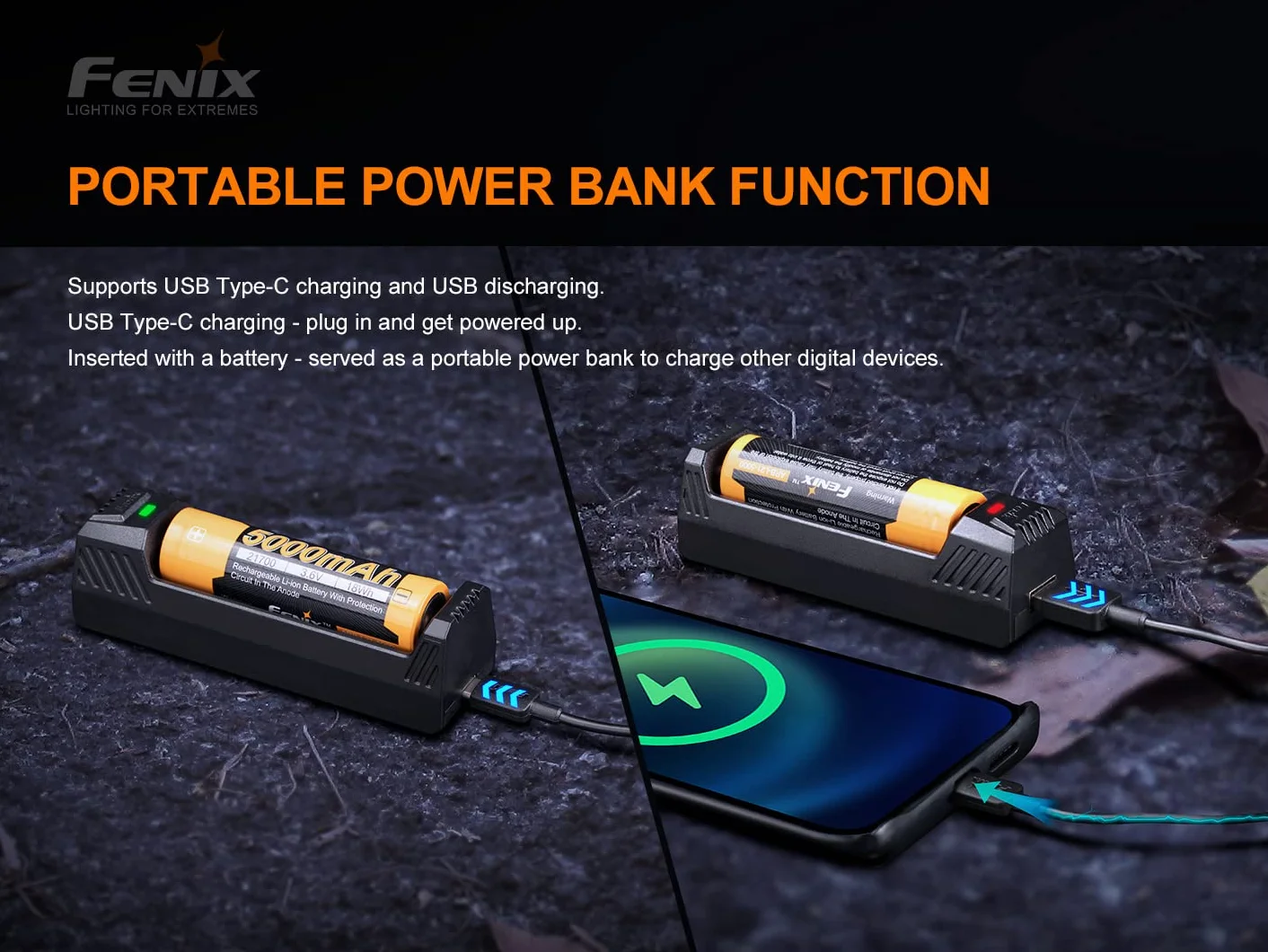 Fenix Ładowarka litowo-jonowa ARE-X1 v2.0 do akumulatorów 18650, 21700 i 26650