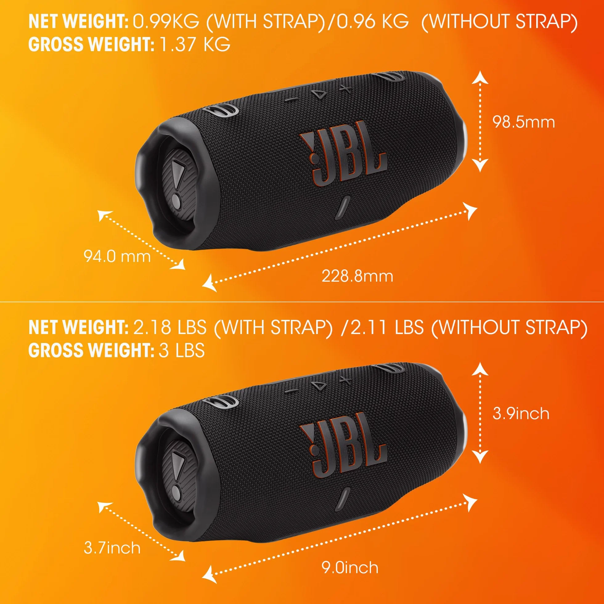 JBL Charge 6 Bezprzewodowy Przenośny Głośnik Bluetooth, 28 H Odtwarzania, Wodoodporność IP68, Pyłoszczelność i Odporność na Upadki, Dźwięk JBL Pro z Funkcją AI Boost, Auracast, Czarny