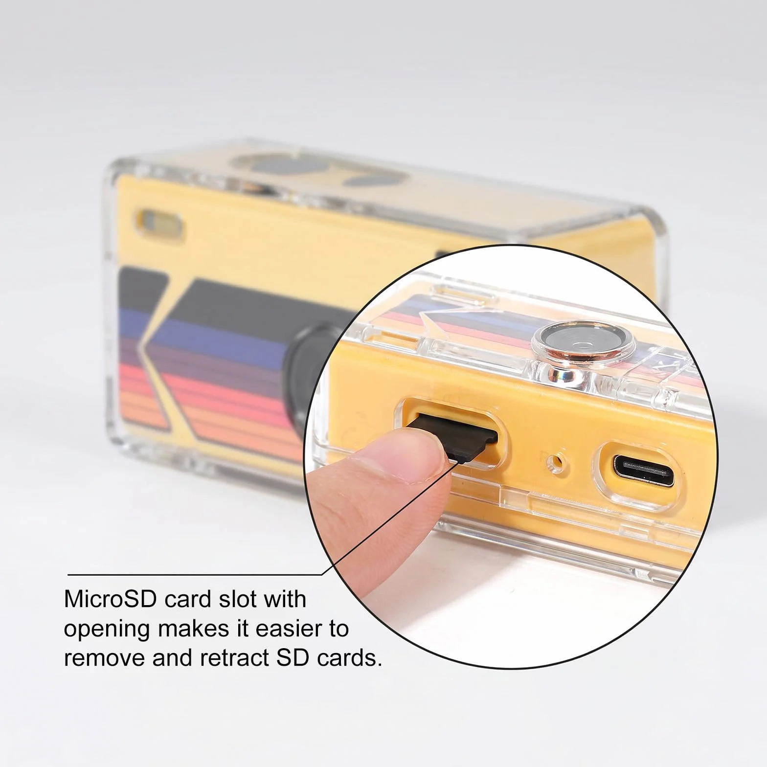 Etui Ochronne dla Kodak Charmera Brelok Aparat Cyfrowy Blind Box, Otwór Gniazdo Karty Micro SD Łatwy Dostęp Odporny Zarysowania Przezroczysty Osłona PC z Osłoną Ekranu & Smyczą do Podróży
