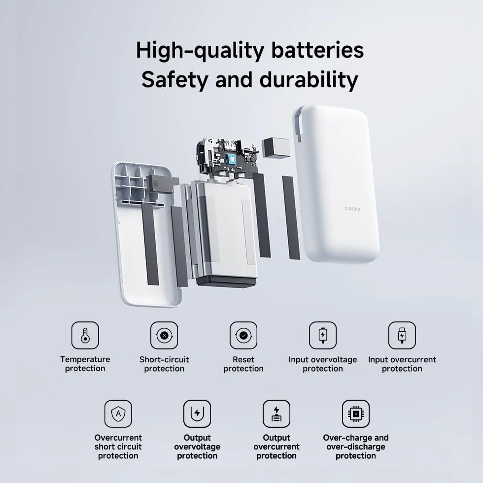 Xiaomi 22,5 W strömbank 20 000 mAh (integrerad kabel) ljusgrå