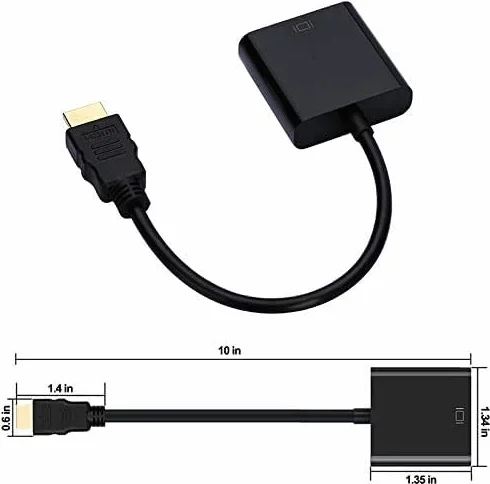 Adapter HDMI na VGA, uniwersalny adapter, konwerter wtyczka na gniazdo, 1080P do tabletu, komputera, laptopa, czarny