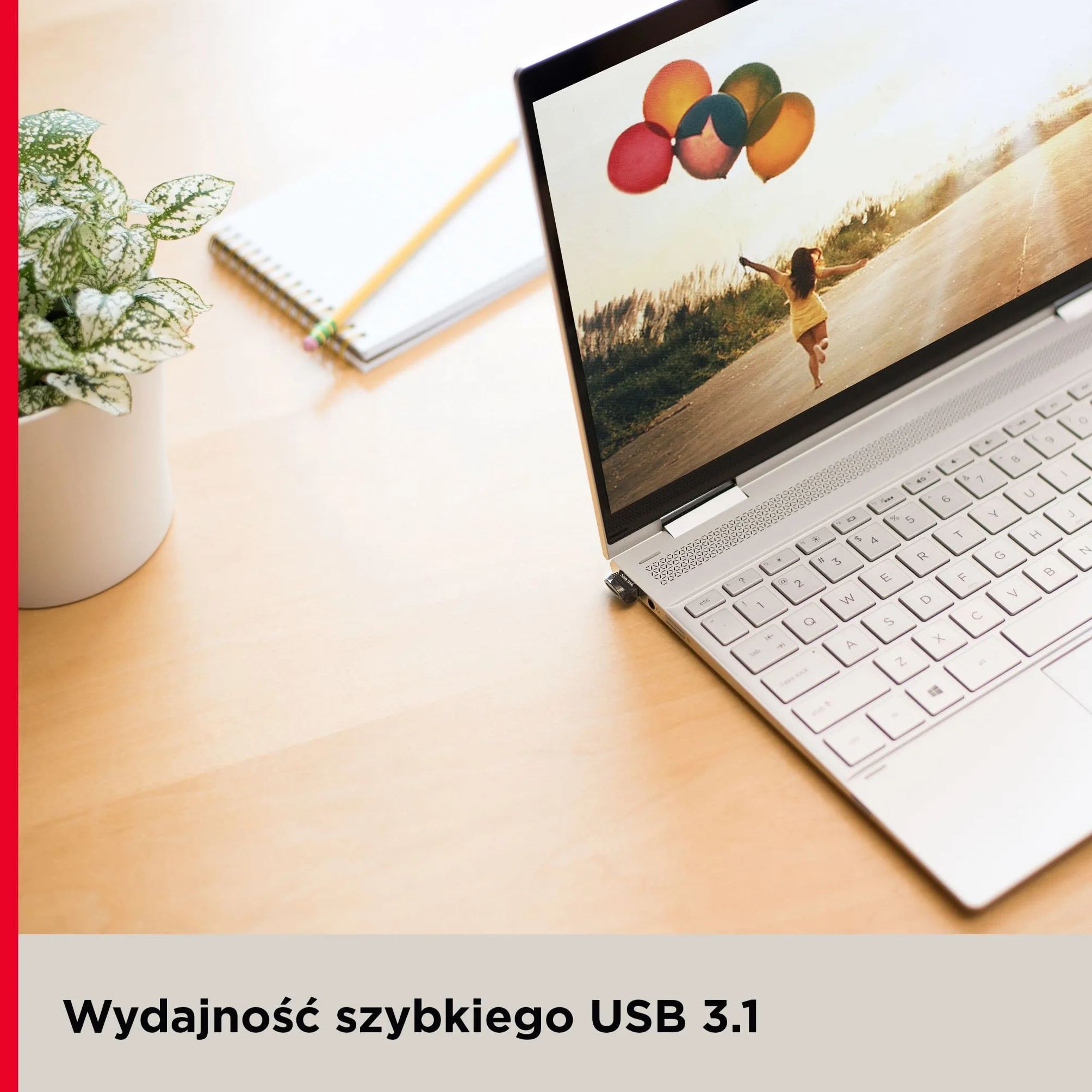SanDisk Ultra Fit USB 3.2 pamięć flash 64 GB (do laptopów, konsol do gier i samochodowych systemów audio, Plug and Stay, odczyt 300 MB/s, oprogramowanie RescuePRO Deluxe)