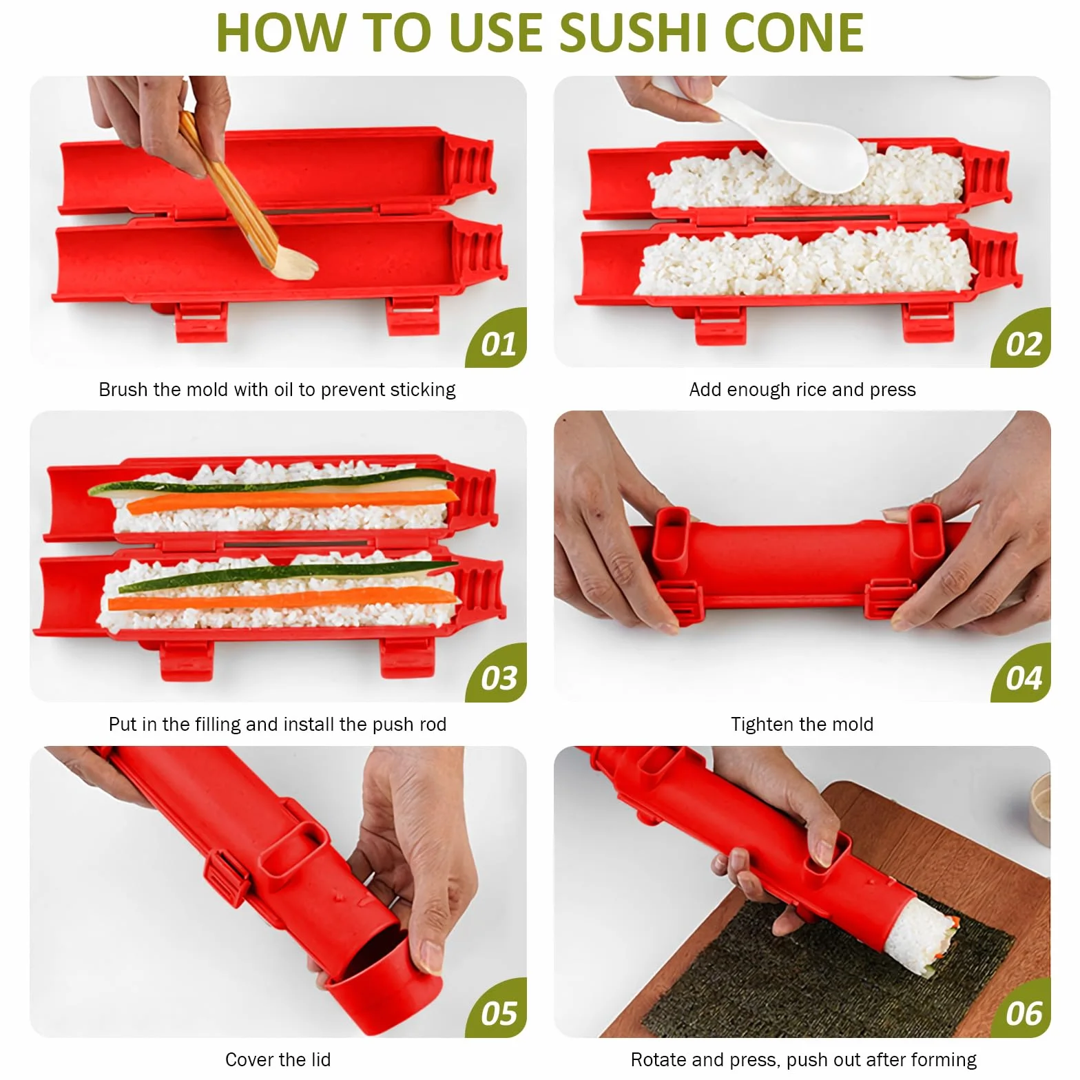 Sushi bazooka zestaw do robienia sushi z matą do wałkowania sushi, forma rolkowa do sushi, plastikowy ryż warzywo mięso domowej roboty DIY zestaw do robienia sushi, obrabiarki, przybory kuchenne,
