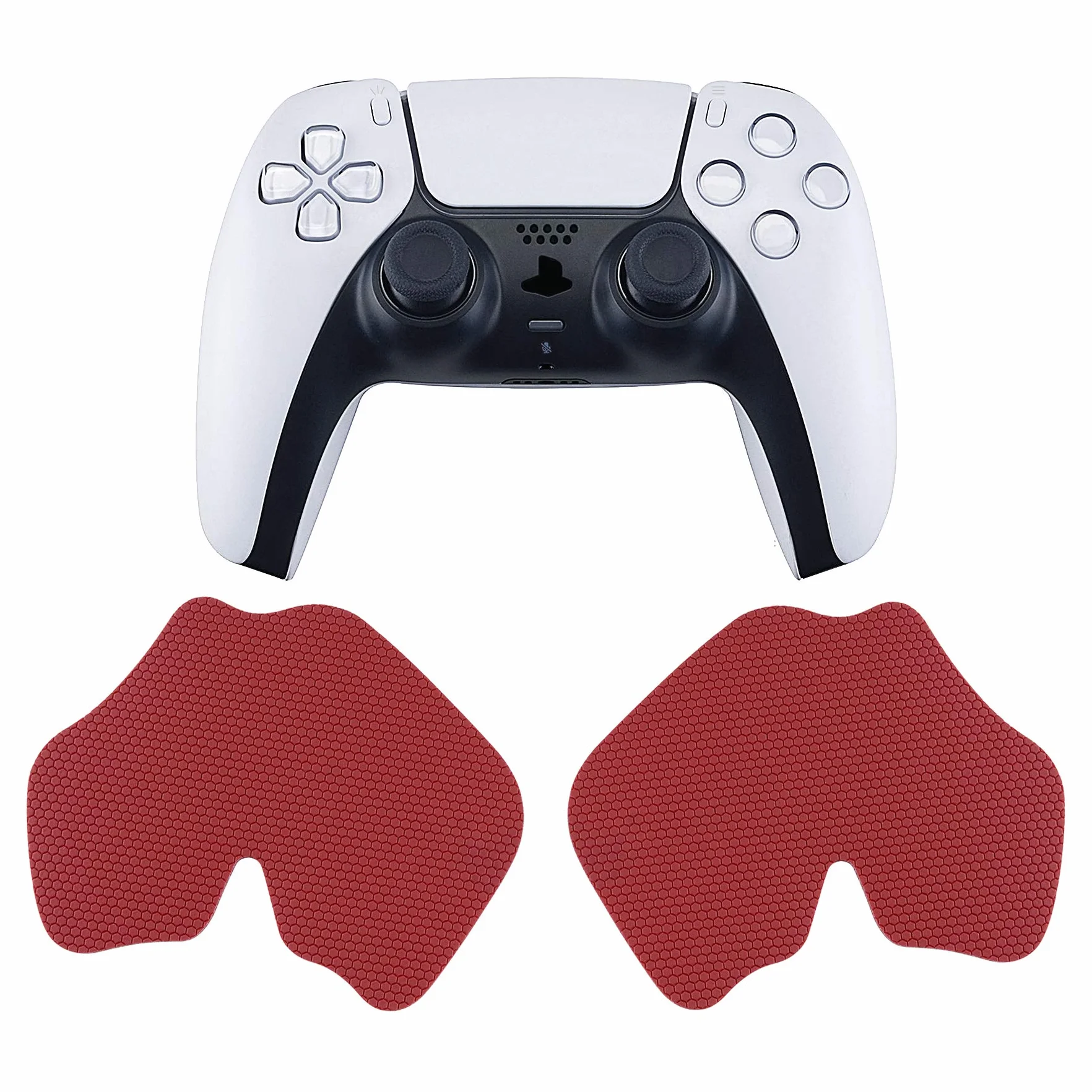 eXtremeRate PlayVital Grip Sticker do ps5 Kontrolera,Miękkie Gumowe Podkładki Uchwyty do ps5 Kontrolera,Antypoślizgowy Skin na Kontrolera do ps5-Czerwone