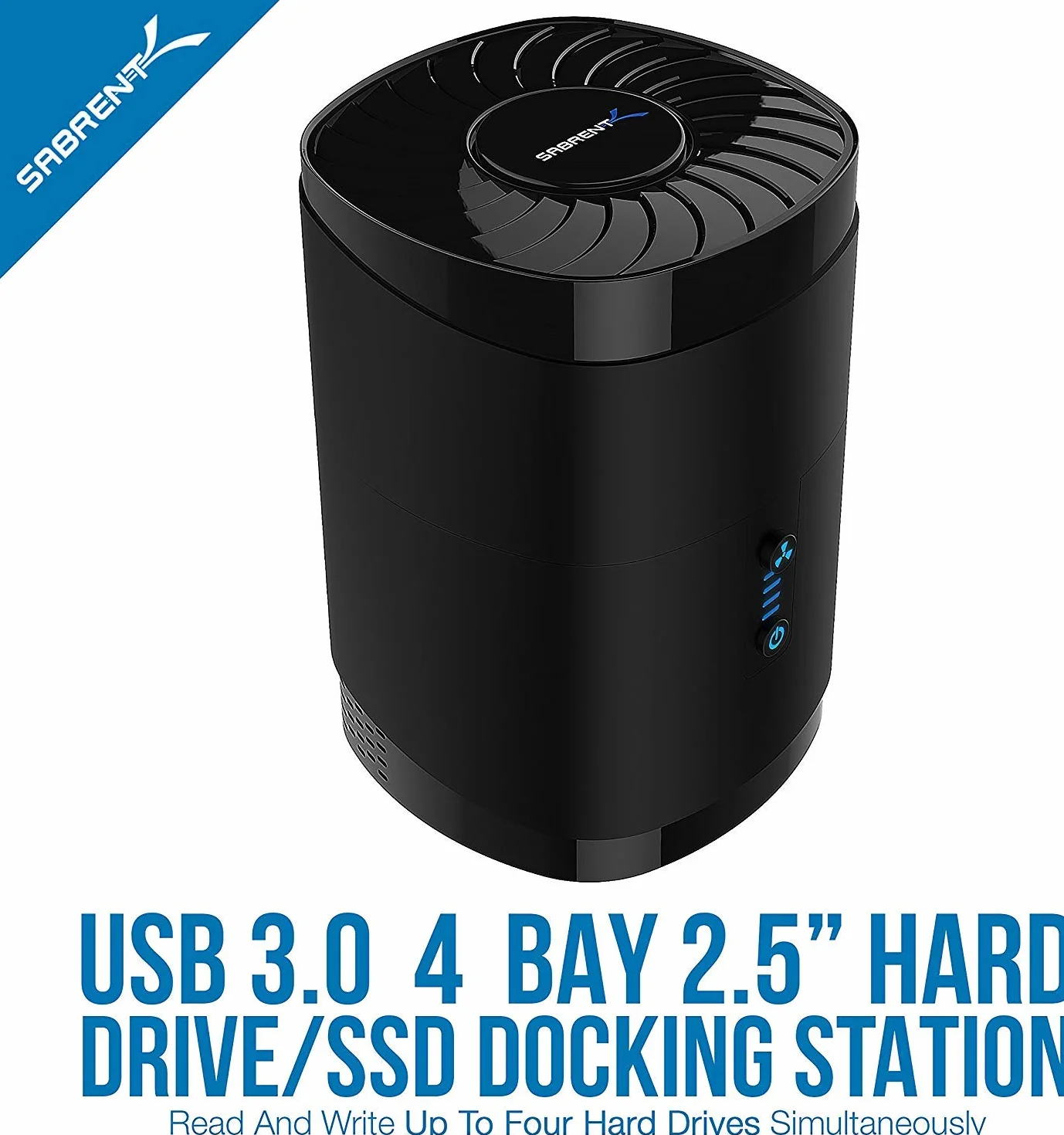 SABRENT 4-wnękowa stacja dokująca do dysku twardego, SSD HDD 2,5-calowa stacja dokująca SATA, zewnętrzna obudowa SSD + zasilacz i wbudowany wentylator chłodzący, klonowanie offline, wskaźnik LED,