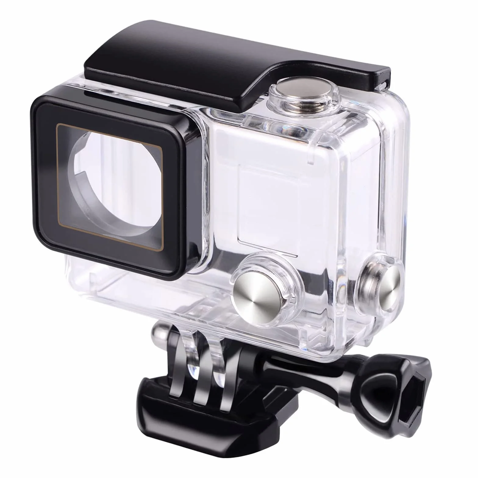 Etui ochronne, wodoszczelna obudowa z obiektywem do kamery GoPro Hero 3 + Hero 4 Action ze śrubami mocującymi i podstawą, ochrona pod wodą, 45 m etui ochronne
