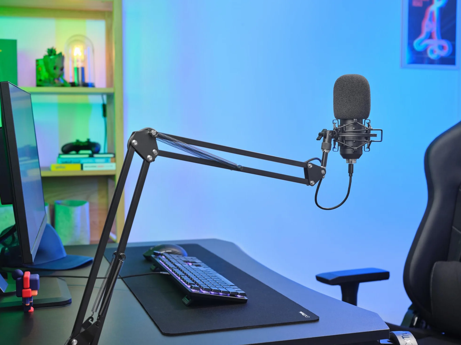 Trust Gaming GXT 252+ Emita Profesjonalny Mikrofon Studyjny USB z Ramieniem, Pop Filter, Kosz Antywibracyjny