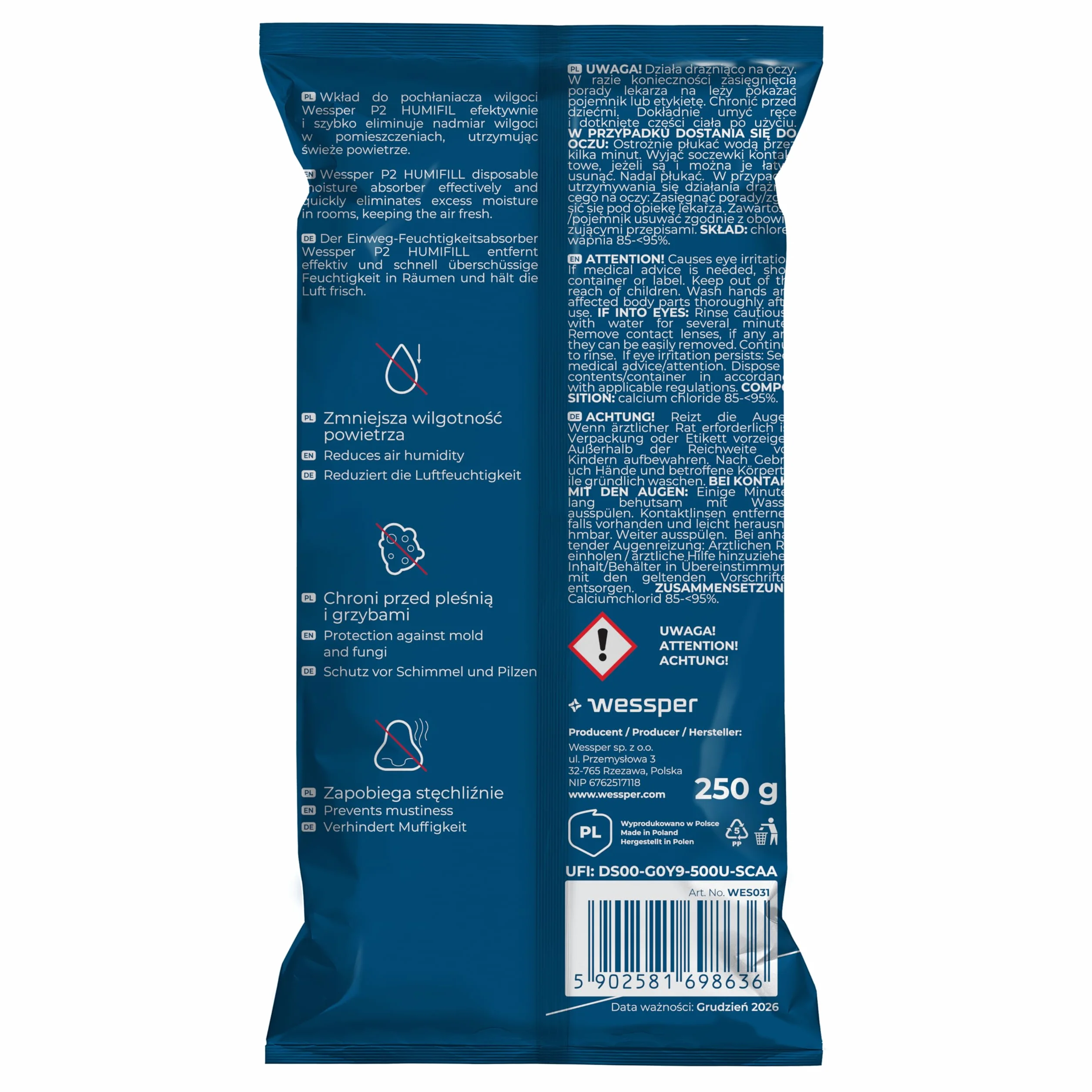 Wessper worek uzupełniający do osuszacza powietrza granulat 250 g
