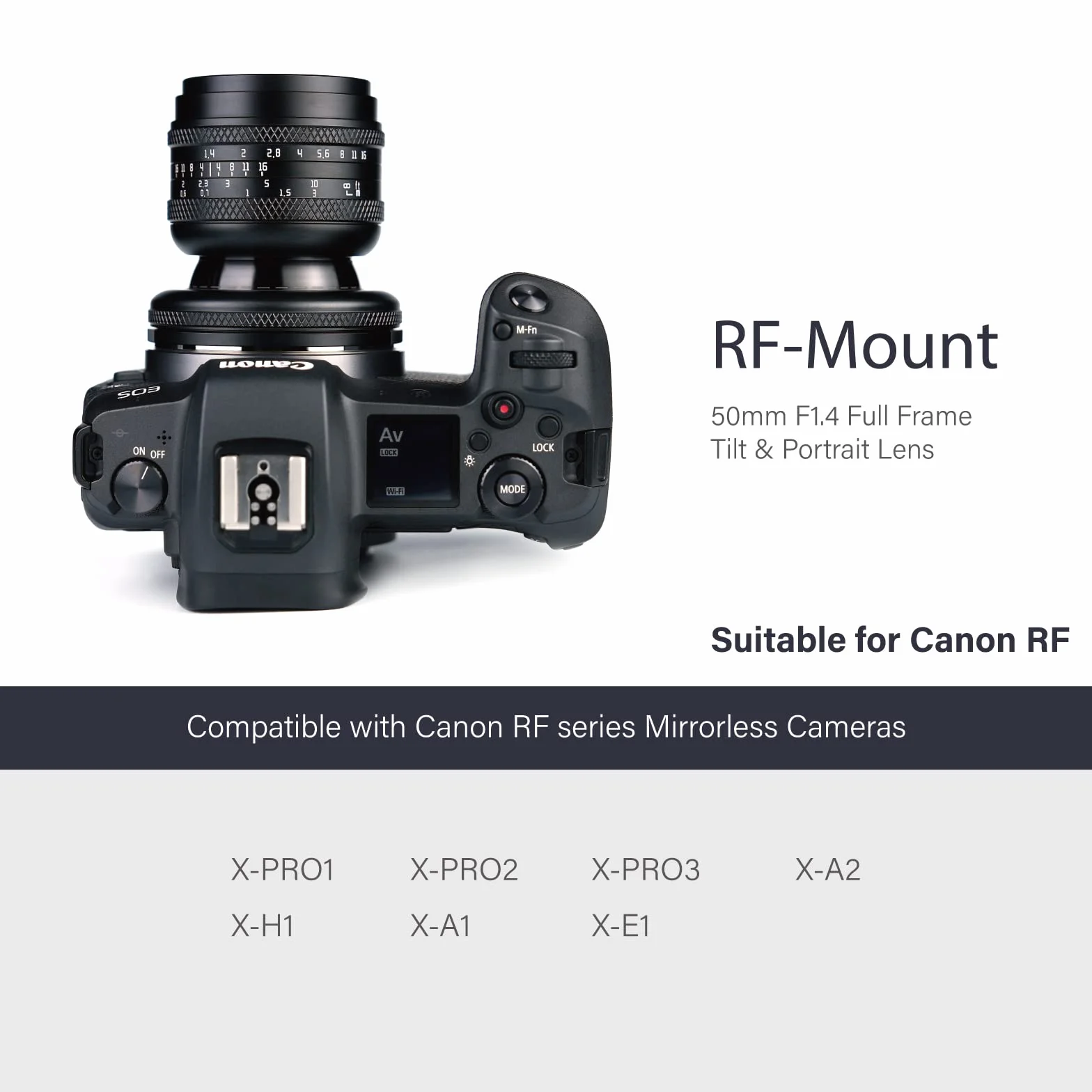 AstrHori 50 mm F1.4 obiektyw z szerokim otworem Ręczna pełna ramka Obiektyw pochylany 2 w 1 Kompatybilny z aparatem bezlusterkowym Canon RF-Mount EOS RP, EOS R5, EOS R6, EOS R3, EOS R itp.