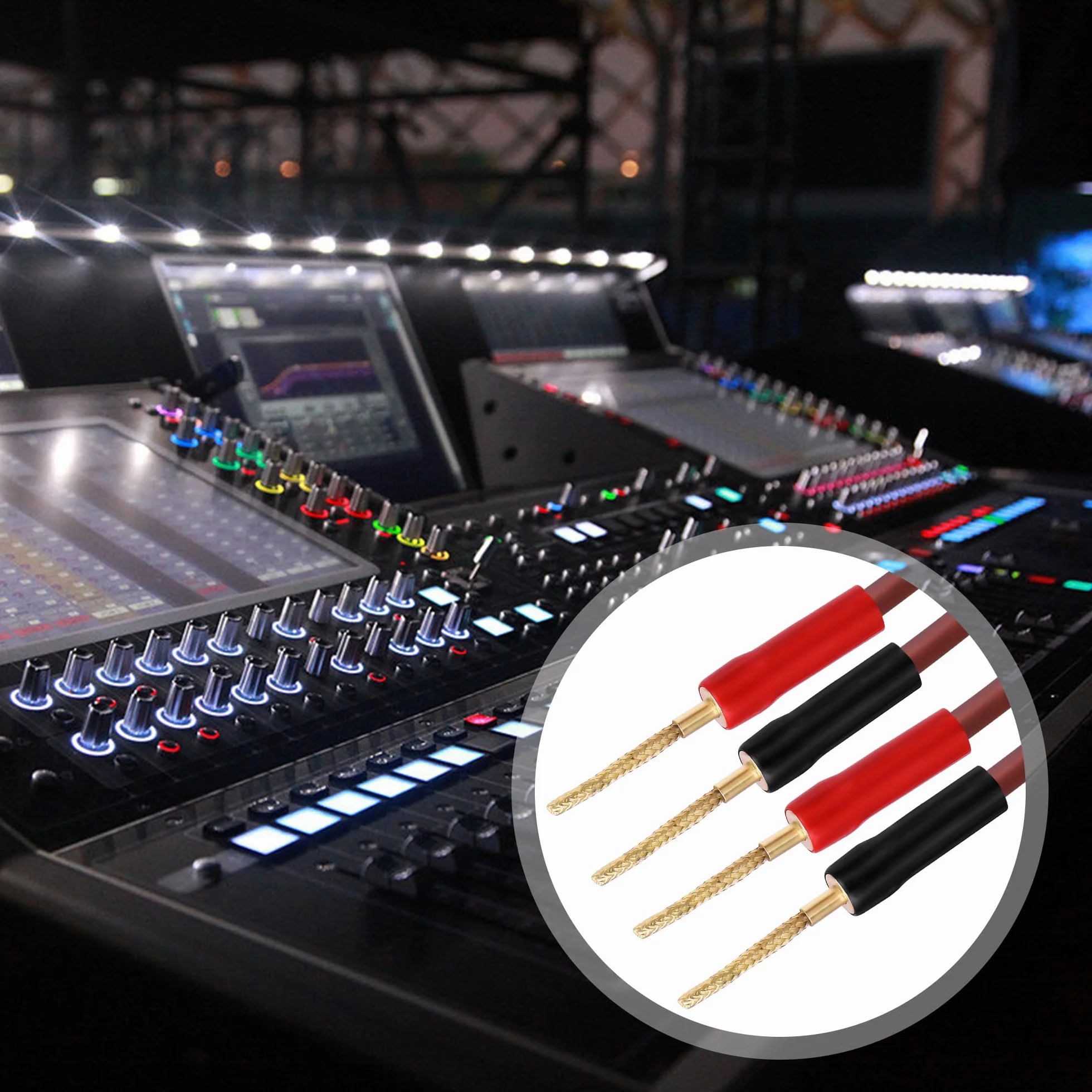 XMSJSIY Flex Pin Banane Kabel głośnikowy 14AWG HiFi Audio OFC spleciony terminal złocony w złoto wtyczka głośnikowa kabel audio głośnikowy do wzmacniacza systemu dźwiękowego - 2M / 6.56 stóp