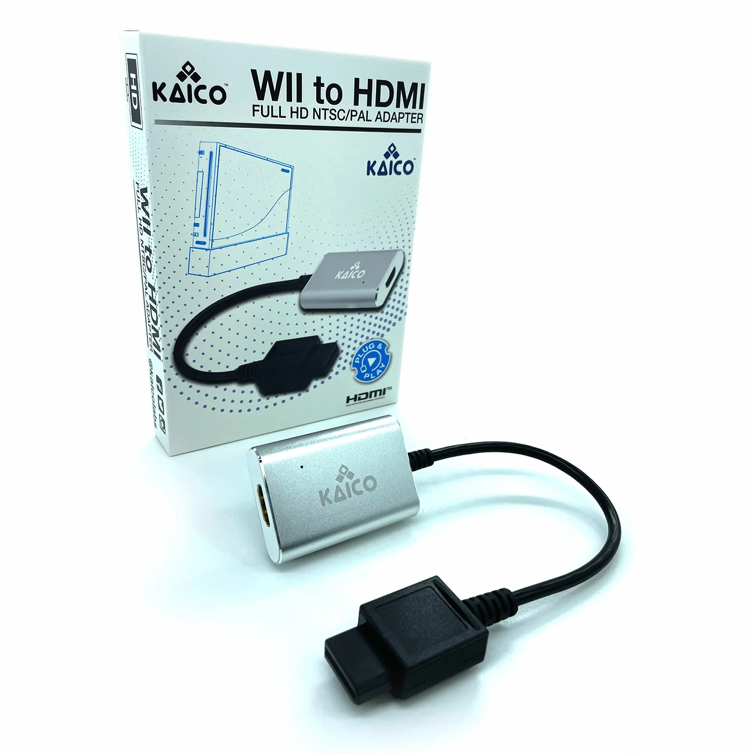Kaico Adapter Wii na HDMI - Plug & Play, obsługuje NTSC i PAL