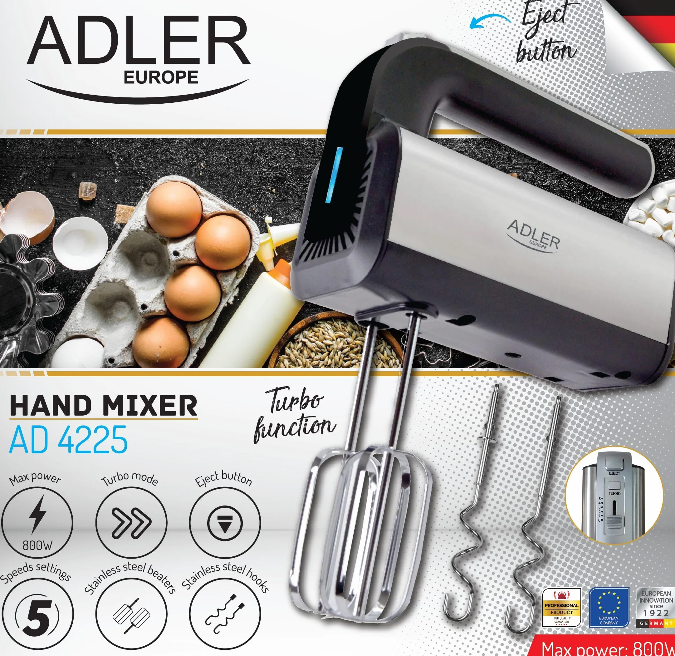 ADLER EUROPE 4225 Mikser ręczny INOX