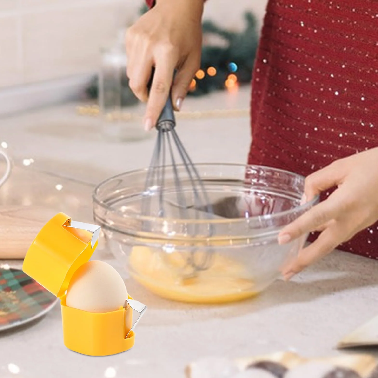 Egg Cutter Metal Alloy Body Portable Kitchen Tool for Fast Prep Press Shell Splitter