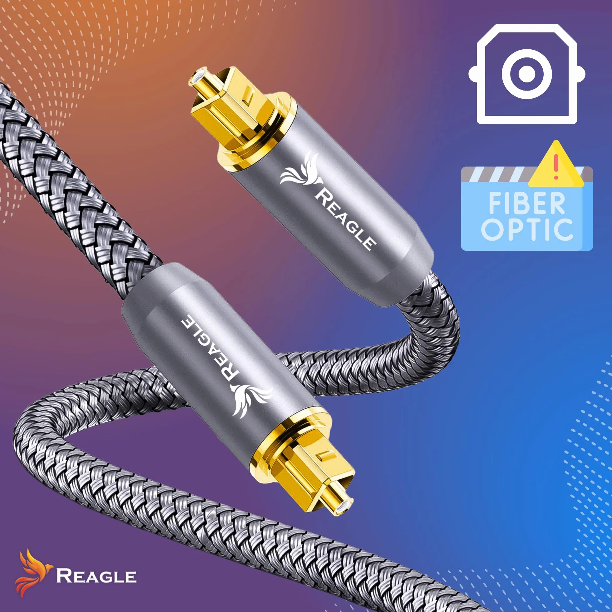 Reagle TOSLINK Kabel Optyczny, HQ SPDIF, Cyfrowy Kabel Audio, Kabel z Włókna Szklanego, do Soundbara, Telewizora, Wzmacniacza Kina Domowego, HiFi (srebrny, 5M)