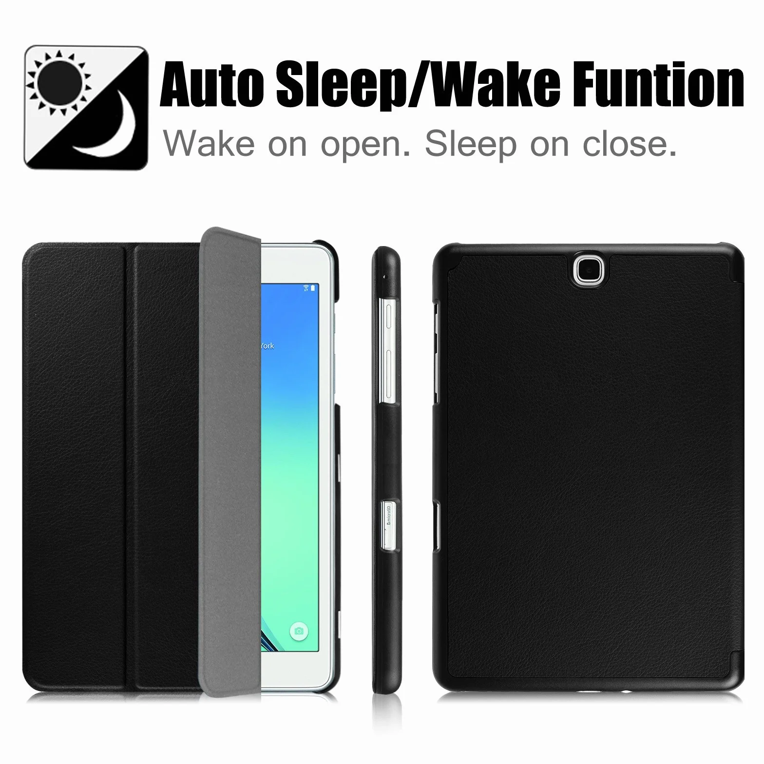 FINTIE Etui Slimshell do tabletu Samsung Galaxy Tab A 9,7 cala SM-T550 - super cienkie, lekkie etui z funkcją automatycznego uśpienia/budzenia, Czarny, Galaxy Tab A 9.7