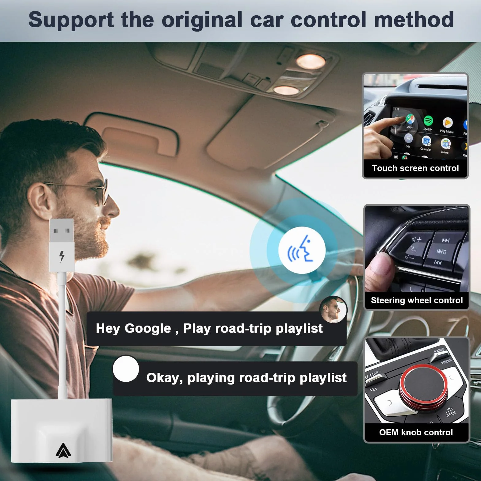 Bezprzewodowy Adapter Samochodowy dla Android Auto, Samochodowy Bezprzewodowy Klucz Samochodowy Typu C Szybkie Połączenie dla Androida, Bezpośredni Adapter USB, Mini Auto