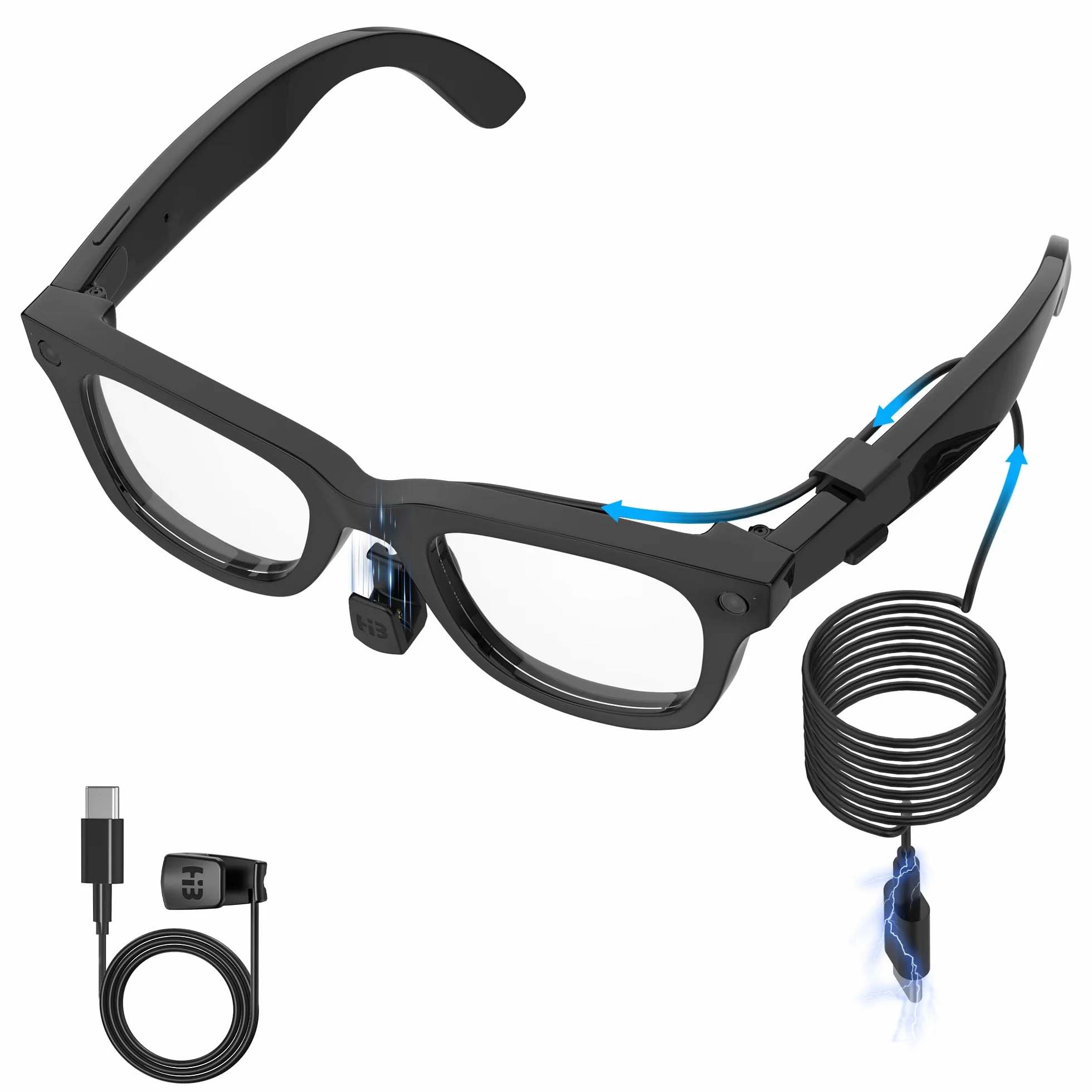 HiBloks Kabel do ładowania Ray-Ban Meta Wayfarer/Skyler/Headliner Gen 2 i akcesoria Oakley Meta HSTN, ładowanie typu C 1,2 m podczas użytkowania, przenośny, do podróży, samochodu, telefonu, laptopa
