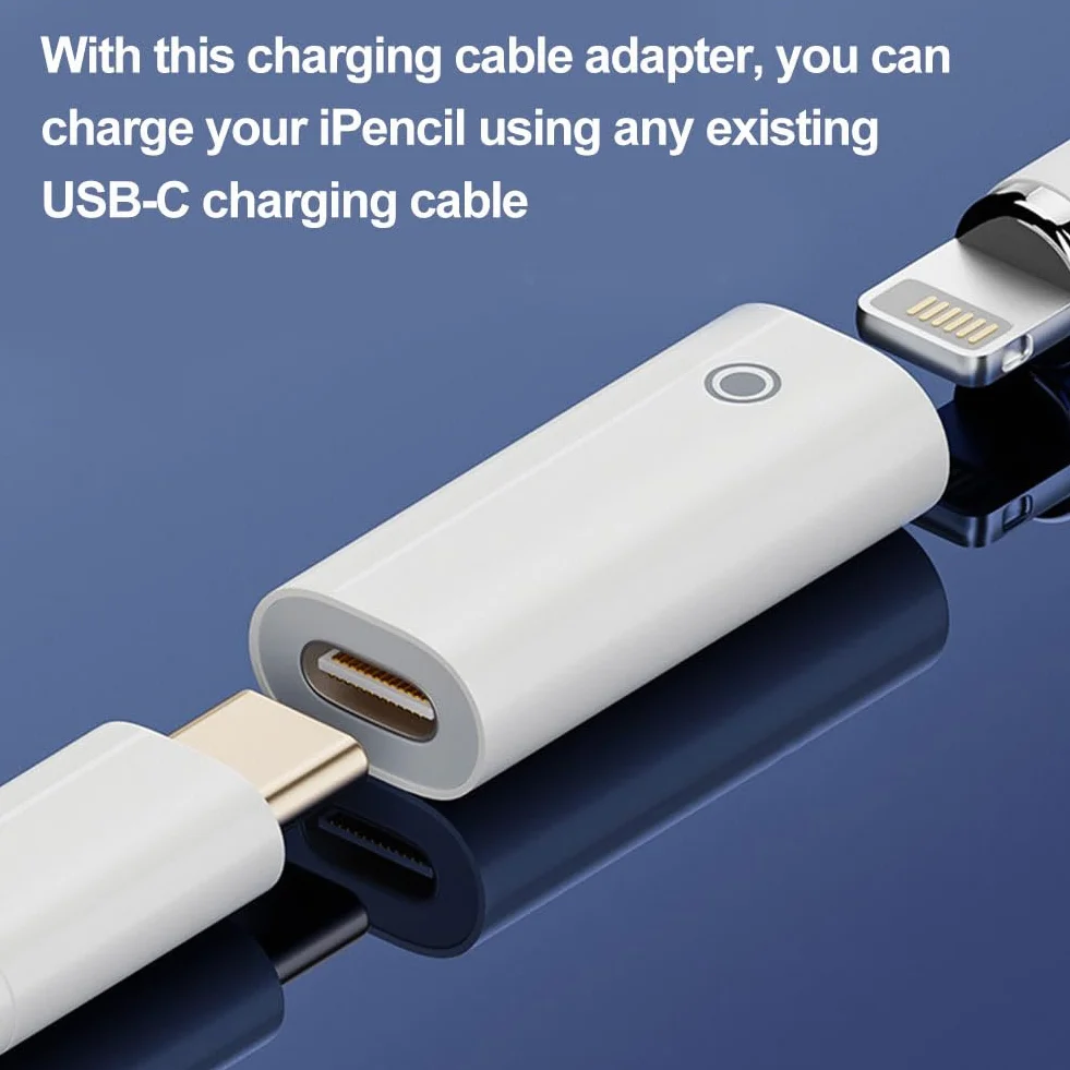 Cerioll USB C Pencil Charger Adapter for Apple Pencil 1st Gen, Charging Adapter Compatible with Apple Pencil, 1 Sztuk, Biały