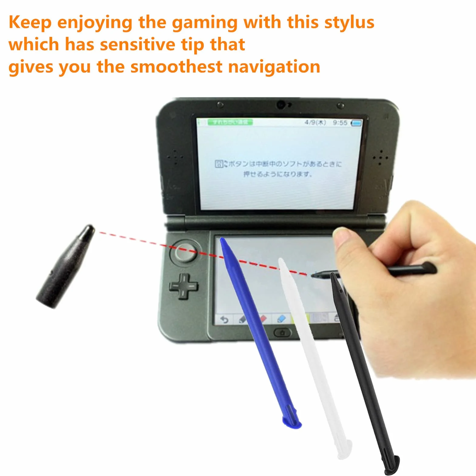3 sztuki wymiennych rysików z tworzywa sztucznego, kompatybilne z Nintendo New 3DS XL, New 3DS LL (czarne)