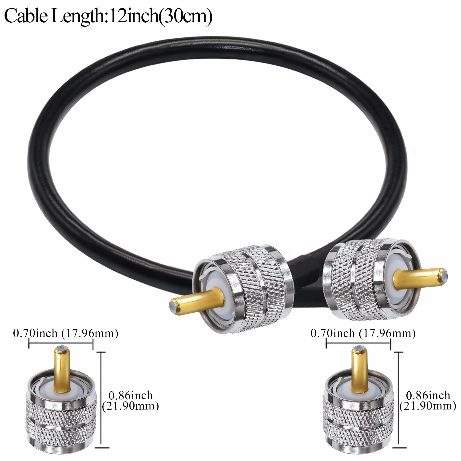 TUOLNK PL259 Überbrückungskabel RG58 UHF Stecker auf Stecker Low Loss 50 Ohm CB Funk Koaxialkabel 12 Zoll (30 cm) SO239 Wifi Antennen Verlängerungskabel für HAM Funkantennen Analysator 2er Pack