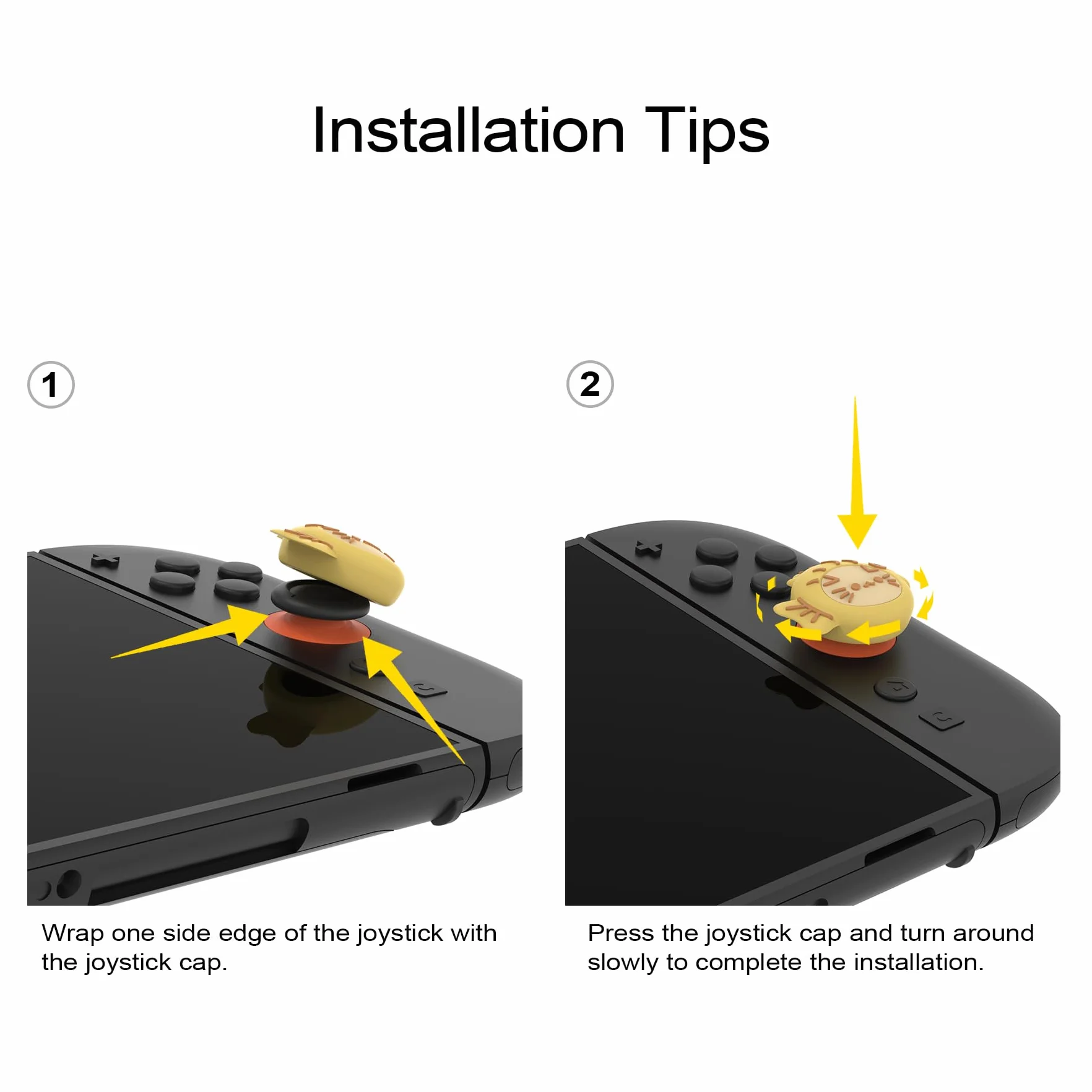 PlayVital Uchwyty na kciuki do Nintendo Switch 2, silikonowe nakładki na joysticki Kawaii (4-pak) - urocze akcesoria zwierzęce pokrowce na kciuki do Joycon 2 - Taiyaki Kitten