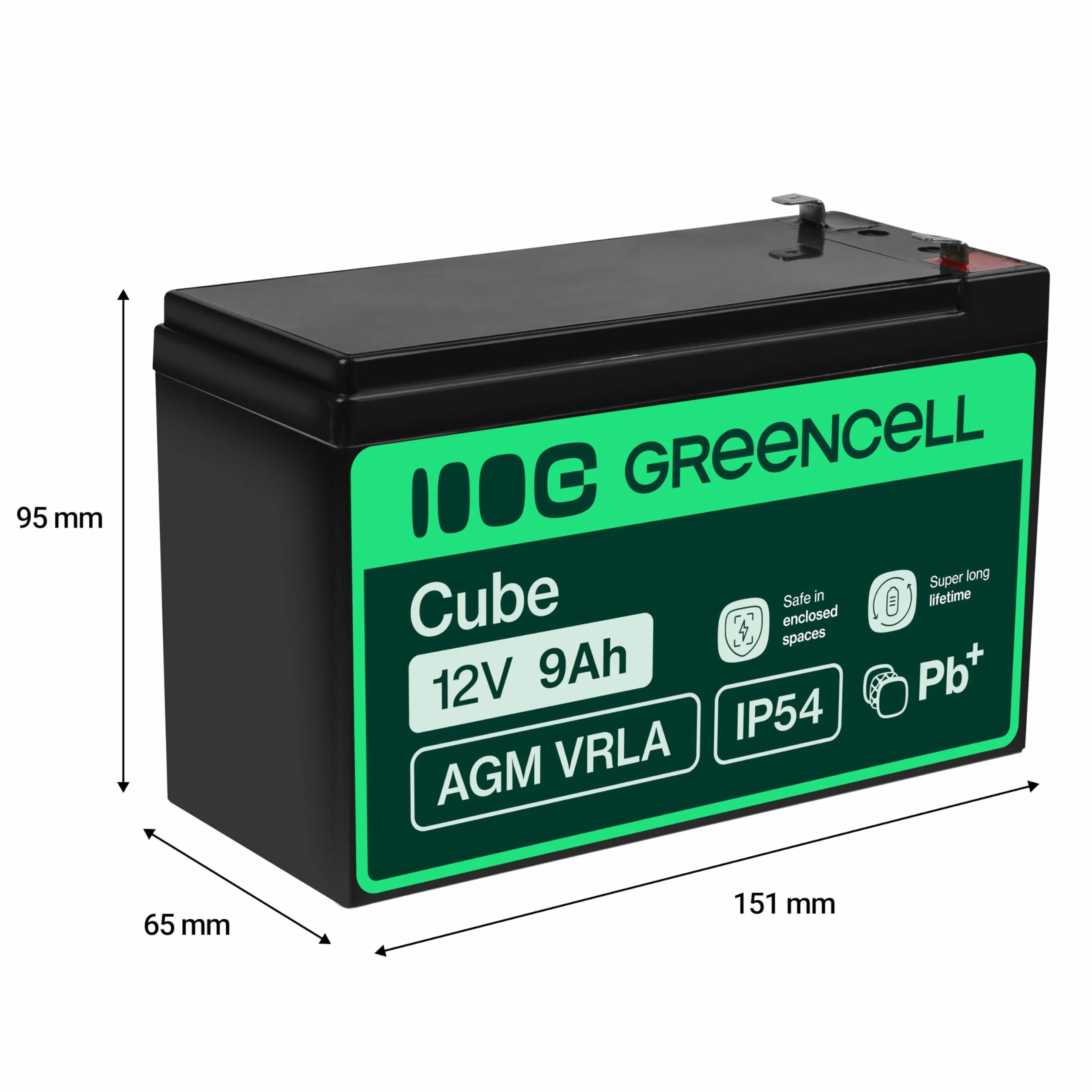 Green Cell AGM 12 V 9 Ah akumulator ołowiowy VRLA akumulator ołowiowy akumulator zastępczy akumulator żelowy akumulator odporny na cykle Unbemann UPS | UPS | akumulator zapasowy, AGM06