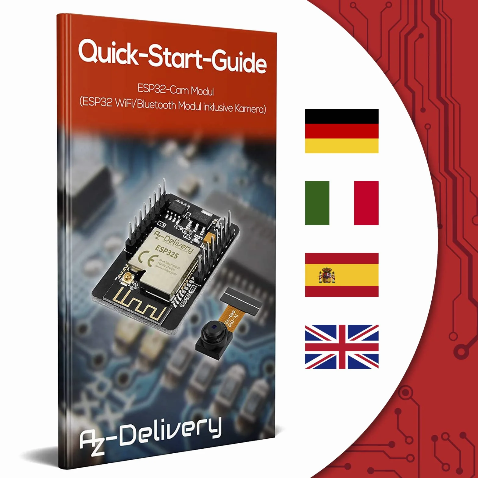 AZDelivery Moduł kamery ESP32 + Bluetooth ESP32 5V dwurdzeniowy 32-bitowy procesor z płytką rozwojową aparatu 2MP kompatybilny z Arduino, w tym e-book!