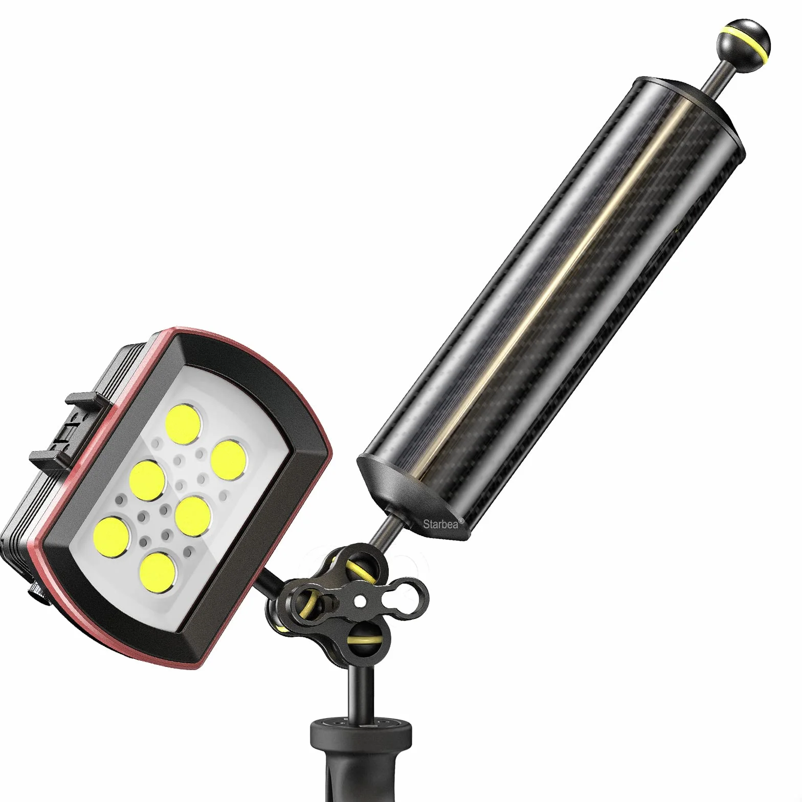 Sea frogs Ramię pływakowe z włókna węglowego D60 mm, 330 mm, do ultralekkiego, ramienia wodnego, wyporność 240 g, system kamer podwodnych, taca do nurkowania, światło wideo/stroboskop GA-8