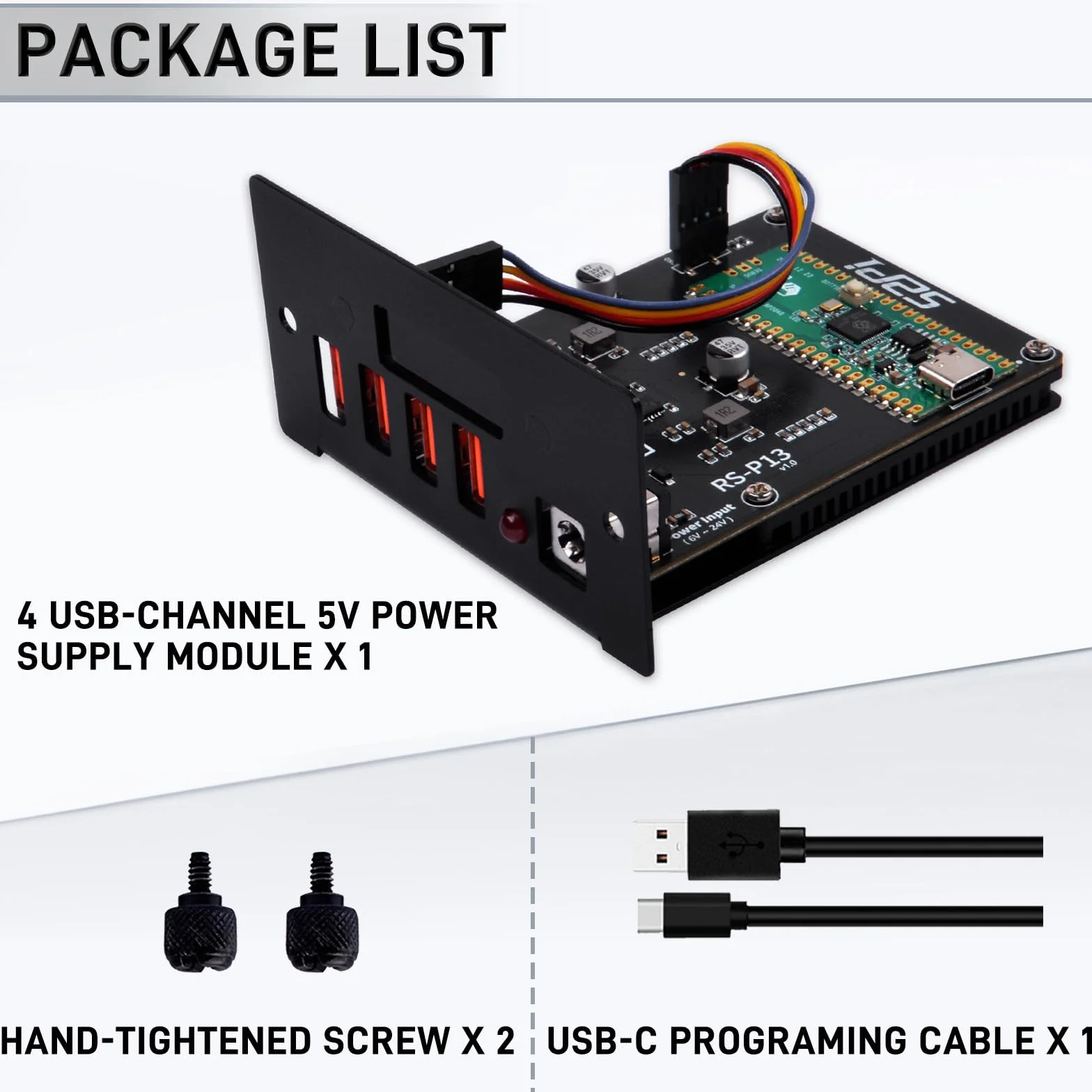 GeeekPi 4 USB Channel 5V Moduł zasilania dla 19-calowego 1U Rackmount