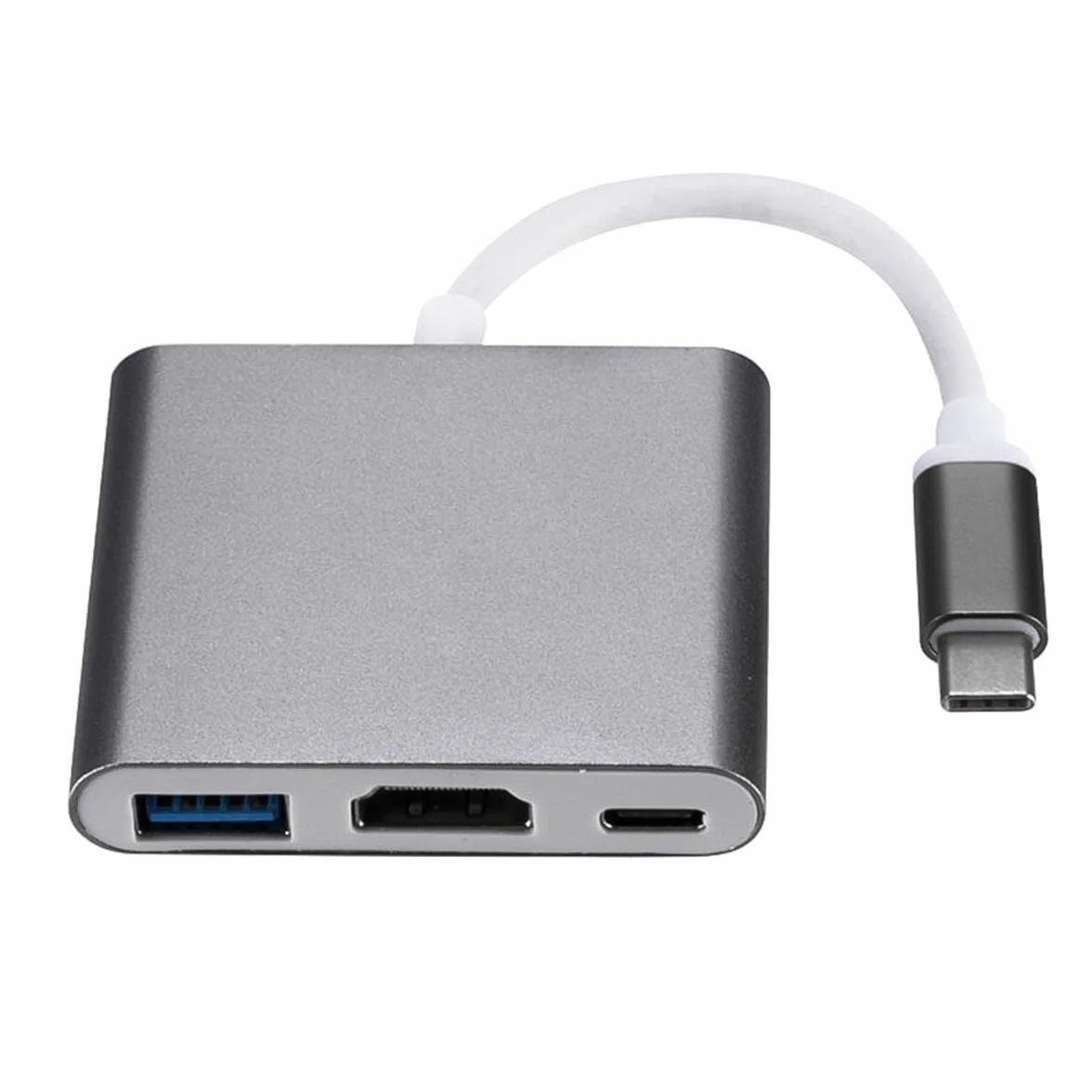 Alnicov USB Type C 3 W 1 Męski do HDMI VGA Typ C Żeński USB 3.1 Hub Adapter 4K dla Laptopu S8+ S9+ Projektor Monitor (Szary)