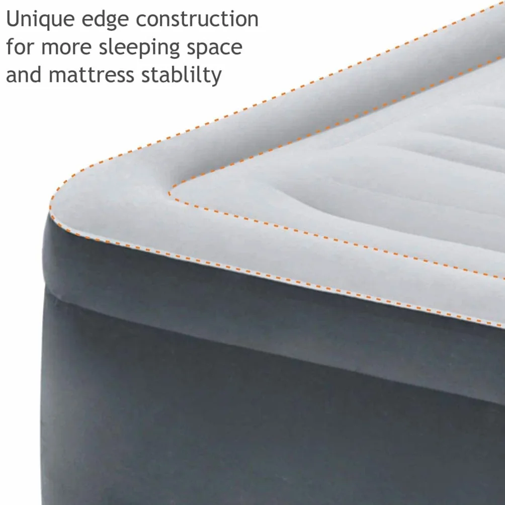 Intex Deluxe Dmuchany Materac Dwuosobowy 152x203x46 cm Beżowy Szary