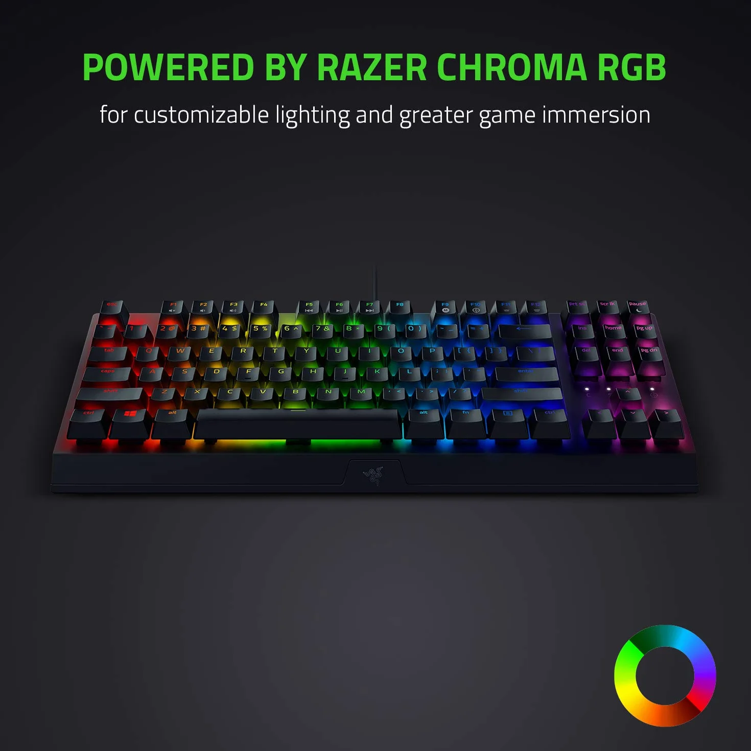 Razer BlackWidow V3 Tenkeyless (zielone przełączniki) – kompaktowa mechaniczna klawiatura do gier (klikalne, kompaktowa obudowa, w pełni programowalne klawisze) Układ QWERTY US | Czarny