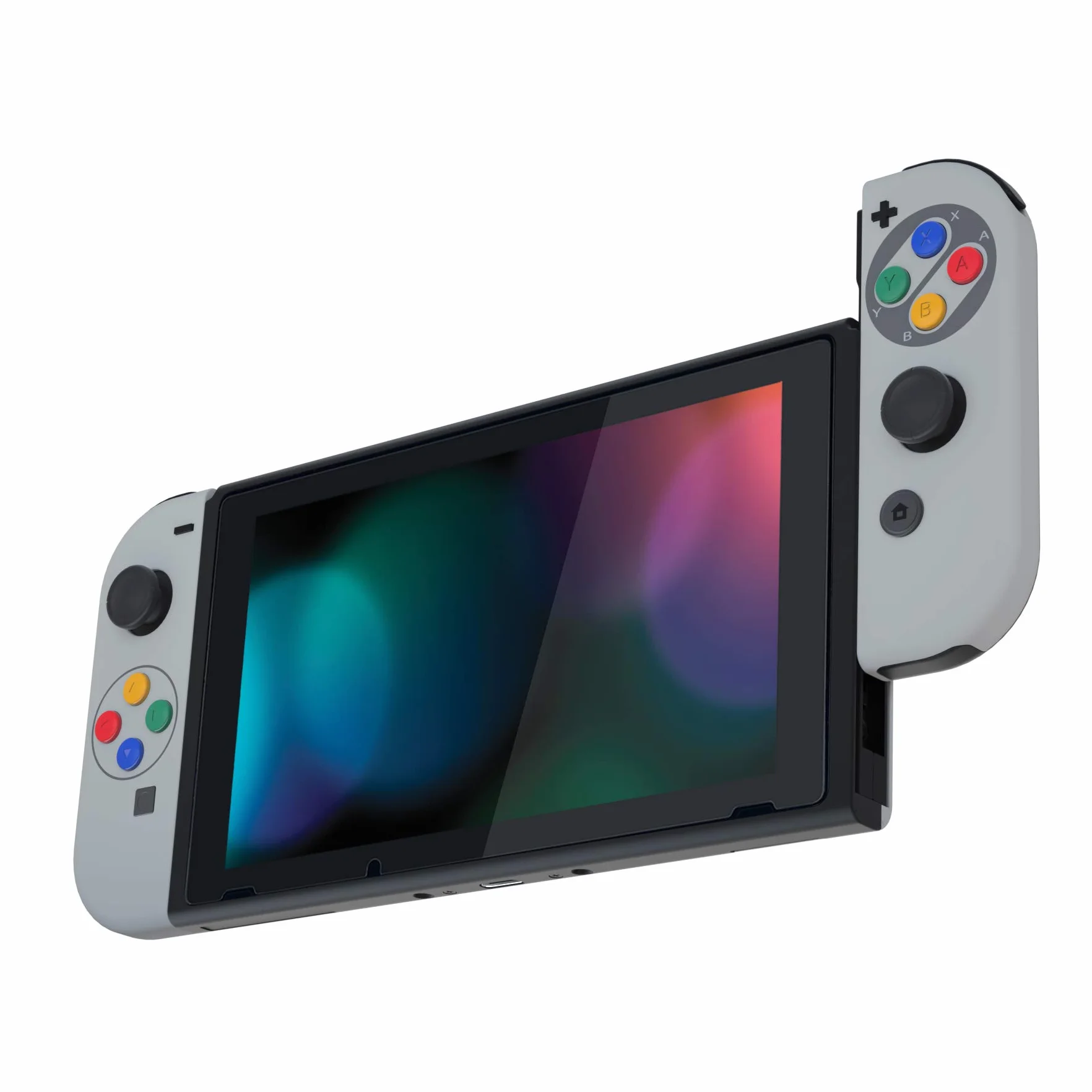 eXtremeRate Soft Touch Grip SFC SNES Classic EU Joycon Handheld Controller Housing z Pełny Zestaw Przycisków, DIY Wymiany Shell Case dla Nintendo Switch & Switch OLED Model Joy-Con – Console Shell Nie Jest Wliczona W Cenę