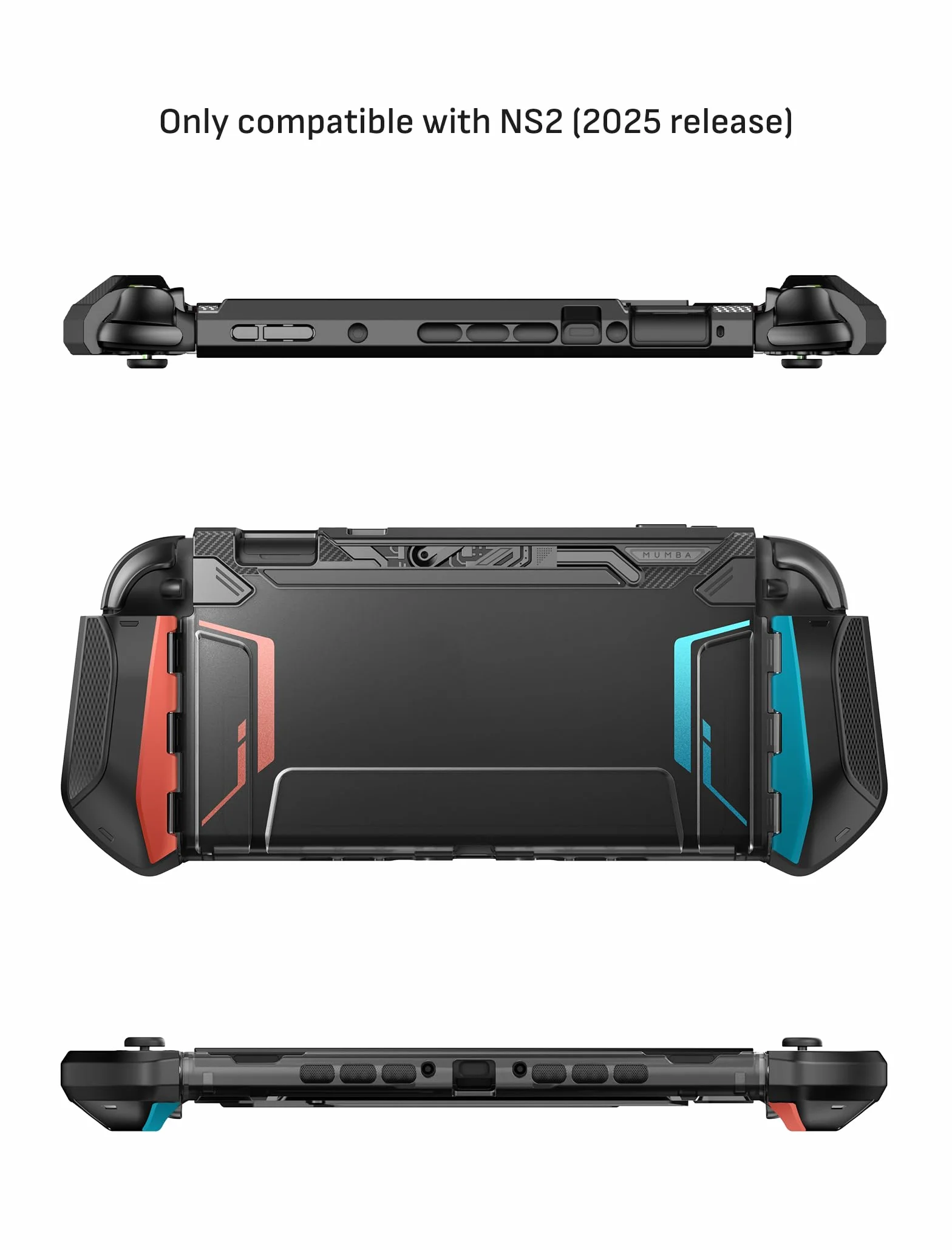 Mumba Etui Dockable do Nintendo Switch 2 (2025) - [Blade Series] Pokrowiec TPU z uchwytem - Akcesoria kompatybilne z Switch 2 (2025) (Niebieski/Czerwony)