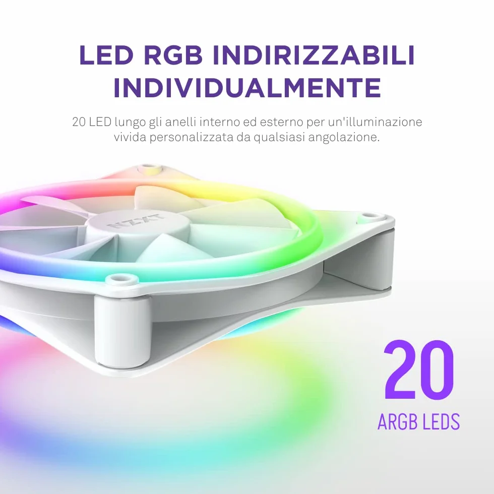 NZXT F140 RGB Duo Twin Pack - Dwustronne Wentylatory 140 mm z Kontrolerem - 20 Indywidualnie Adresowalnych Diod LED - Zrównoważony Przepływ Powietrza i Ciśnienie Statyczne