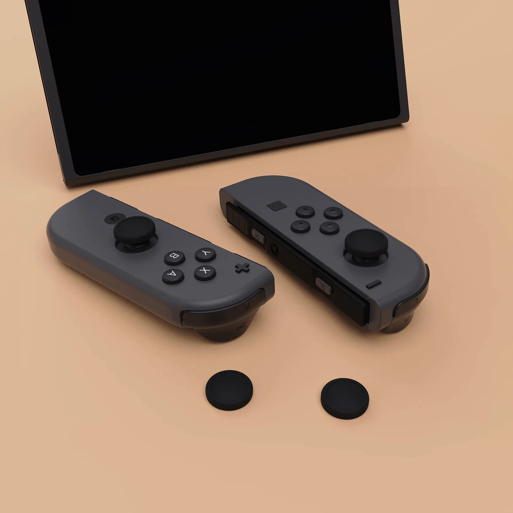 PlayVital Joystick Caps do Switch,Thumb Grip Caps do Switch Lite,Silikonowa Osłona Analogowa do Switch OLED Joycon Uchwytów na Kciuk do Switch & Switch Lite & Switch OLED-Czarny