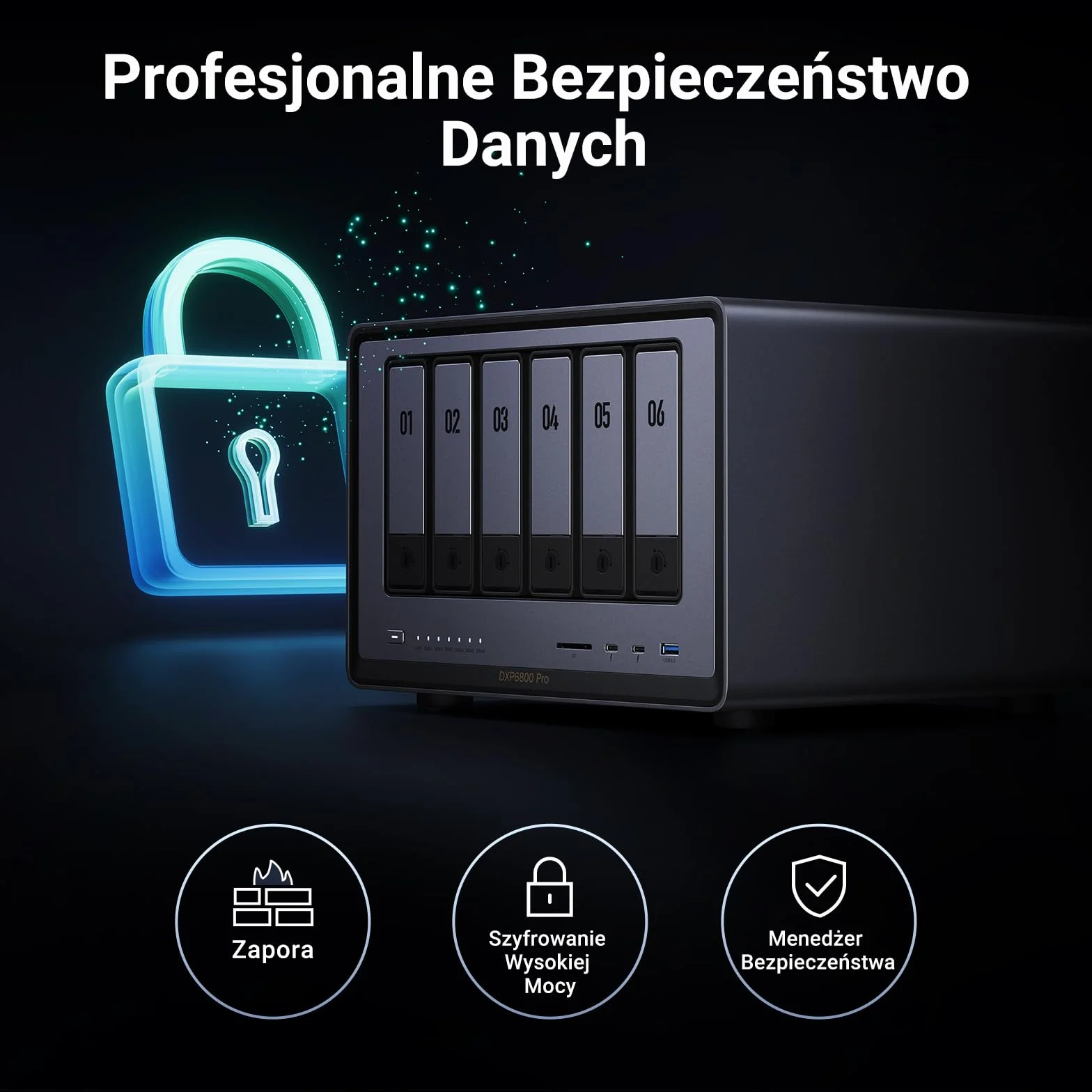 UGREEN NASync DXP6800 Pro, Stacja Dyskowa Biurkowa 6 Bay, Procesor Intel i5 1235u 10rdzeniowy, 8 GB Pamięci DDR5, 128 GB SSD, 2 Porty 10 GbE, 2 Miejsca M.2 NVMe, HDMI 8K, 2 Porty TBT4 (Bez Dysków)