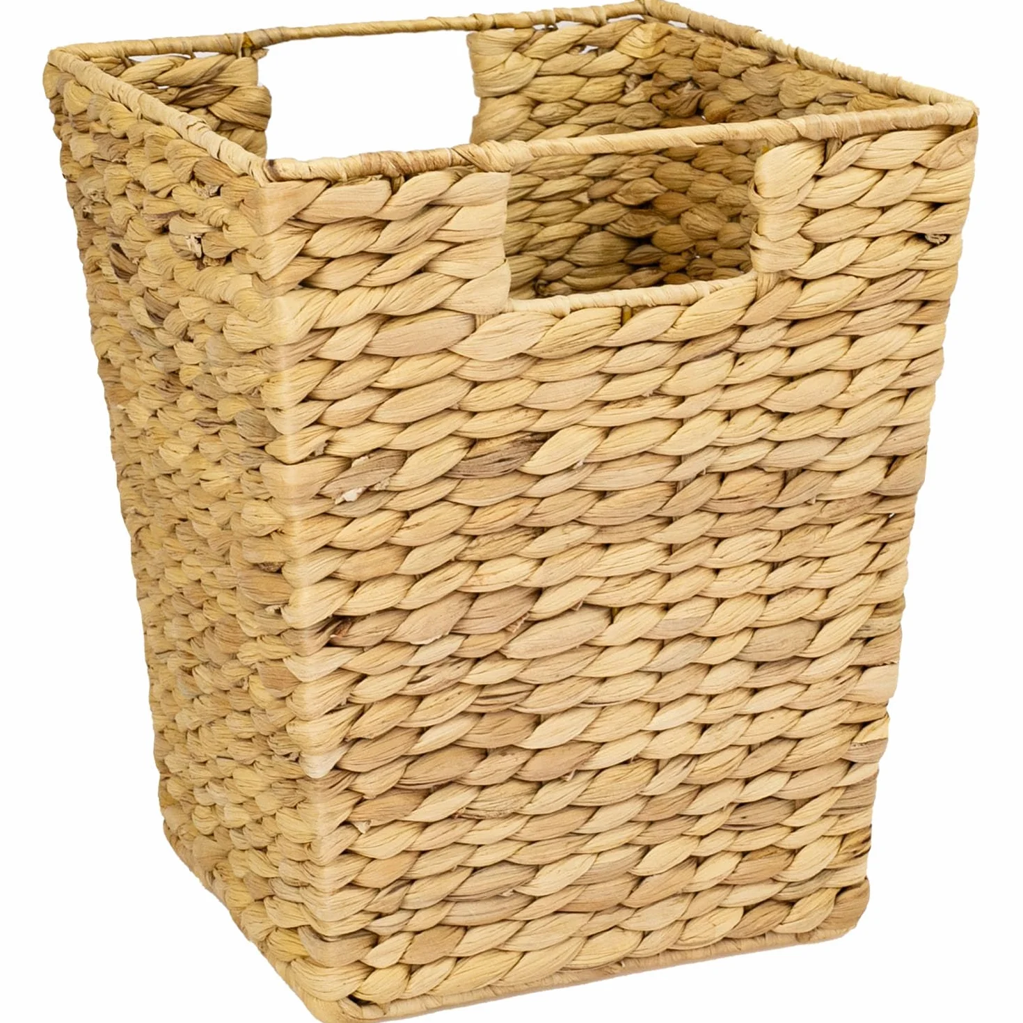 HMF Kosz na śmieci pleciony z hiacyntu wodnego kwadratowy 25 x 25 x 30 cm 2 uchwyty