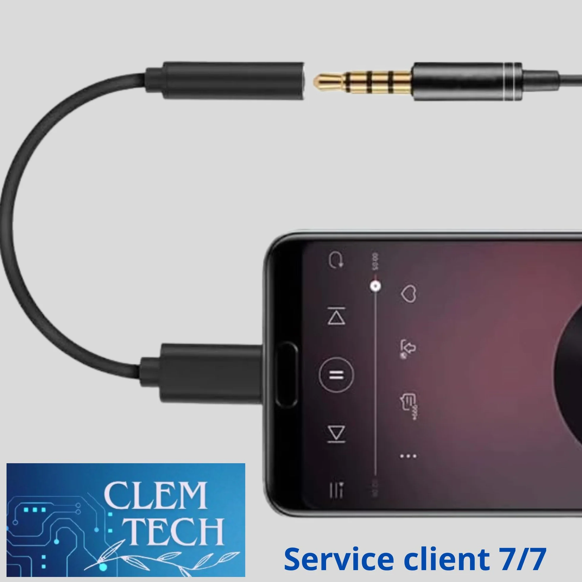 CLEM Tech - Adapter USB-C na Jack 3.5mm z Przetwornikiem DAC Hi-Fi - Przejściówka Audio do Słuchawek, Oplot, iPhone 15/16, Samsung Galaxy, iPad, MacBook, Xiaomi - Czarny
