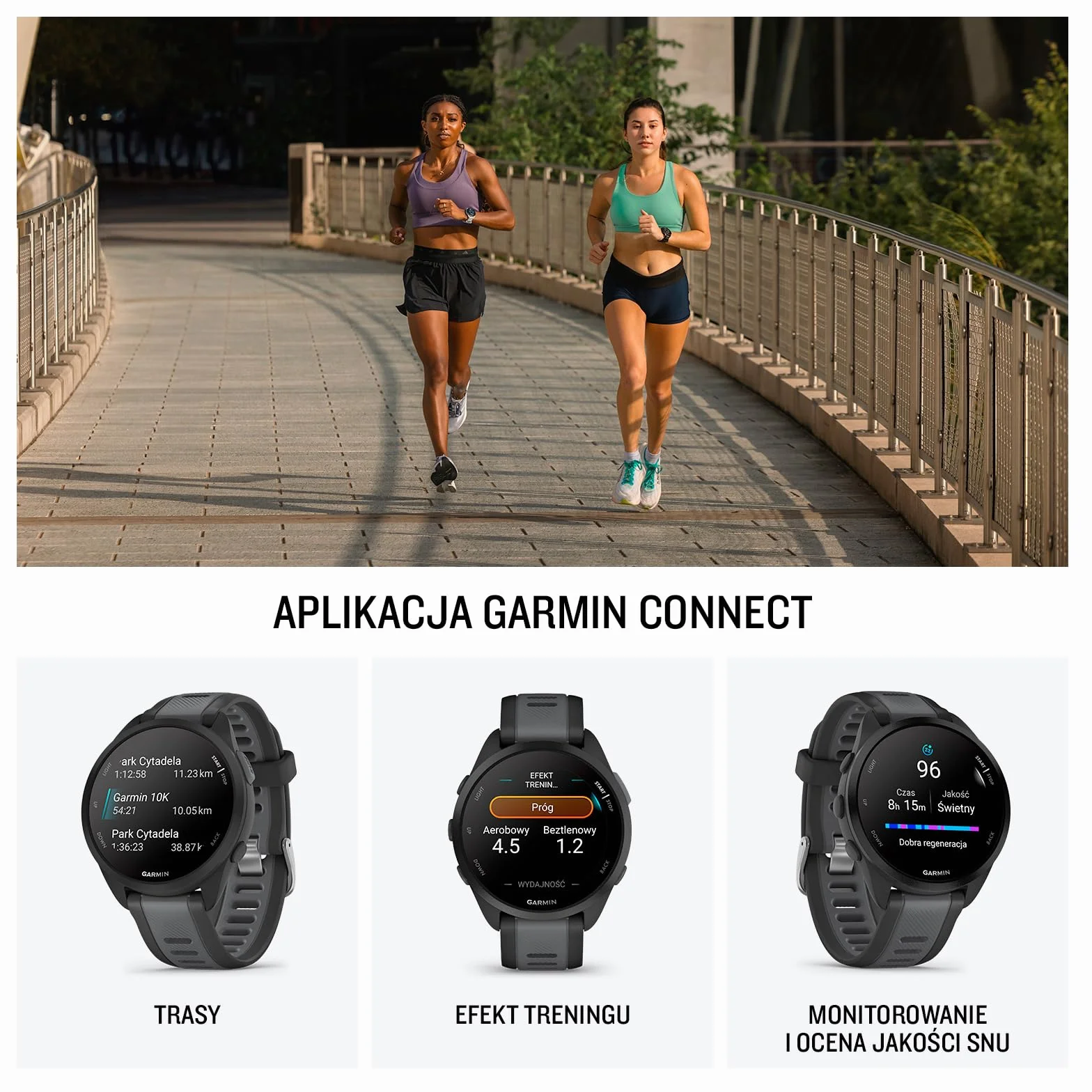 Garmin Forerunner 165 Smartwatch do Biegania GPS AMOLED Czarny