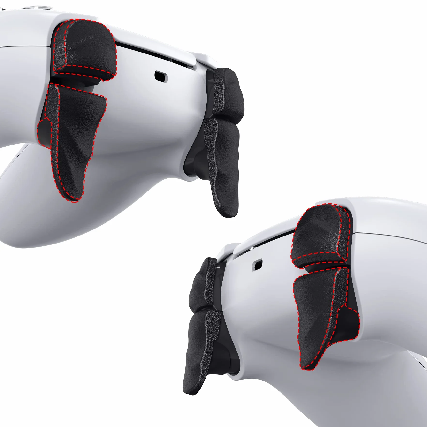 PlayVital DUNE 2 par Trigger Stop Shoulder Buttons Extension do ps5 Kontrolera,Przycisk Wyzwalacza do ps5 Edge Joystick Akcesoria,Przedłużacze Zderzaka do PS Portal-Czarny