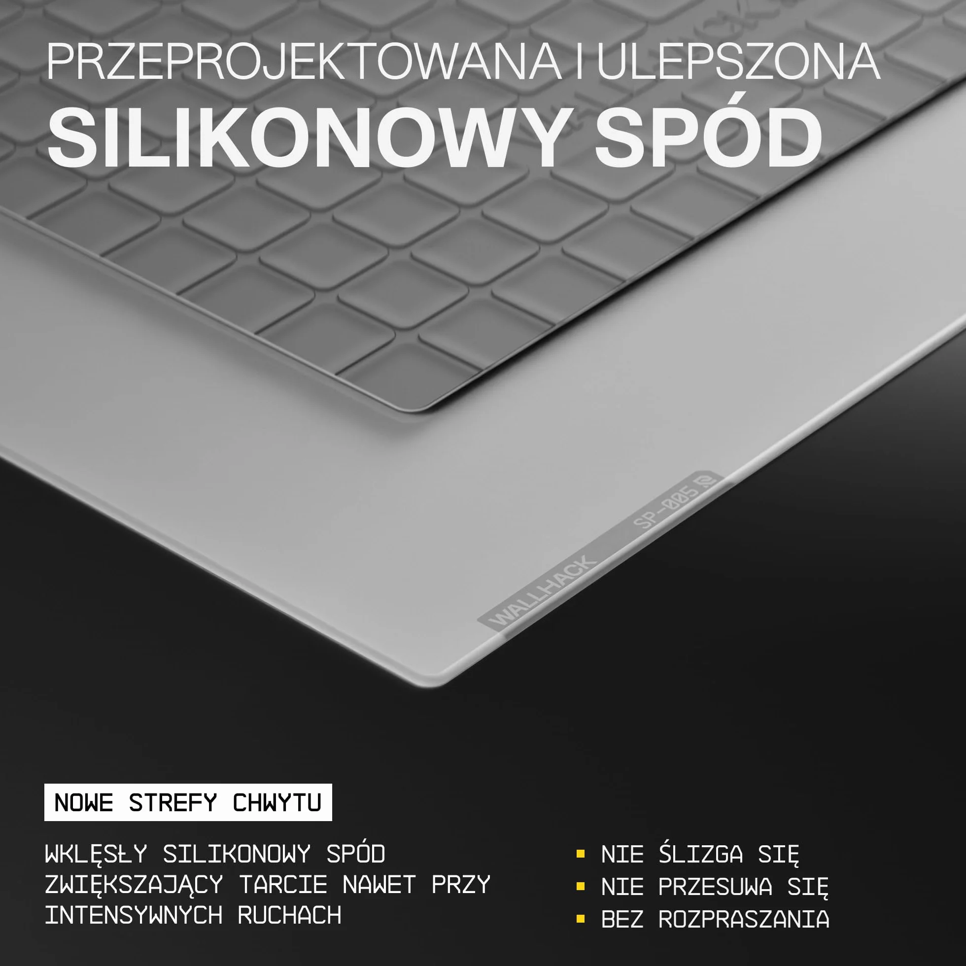 Wallhack SP-005 Szklana podkładka pod mysz do gier – powierzchnia prędkości, duża podkładka pod mysz do uprawiania sportu, gładki poślizg o niskim współczynniku tarcia, szkło hartowane, ergonomiczna