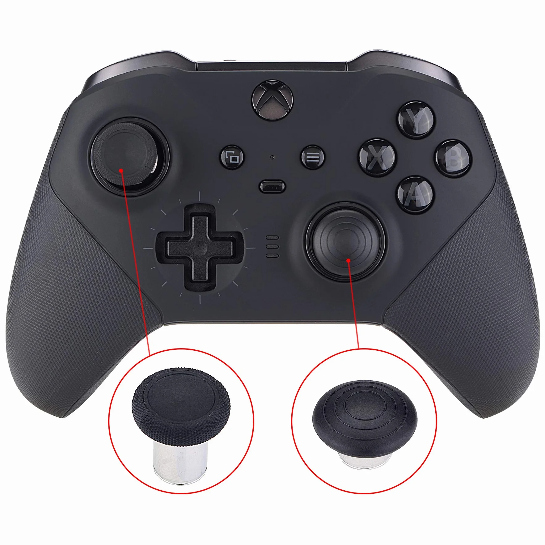 eXtremeRate 6 w 1 Metalowy Wymiana Uchwyt na Kciuki, Zamiana Joysticków Magnetycznych na Kontroler dla Xbox One Elite Series 2 i dla Xbox Elite 2 Core (Model 1797) - Czarny