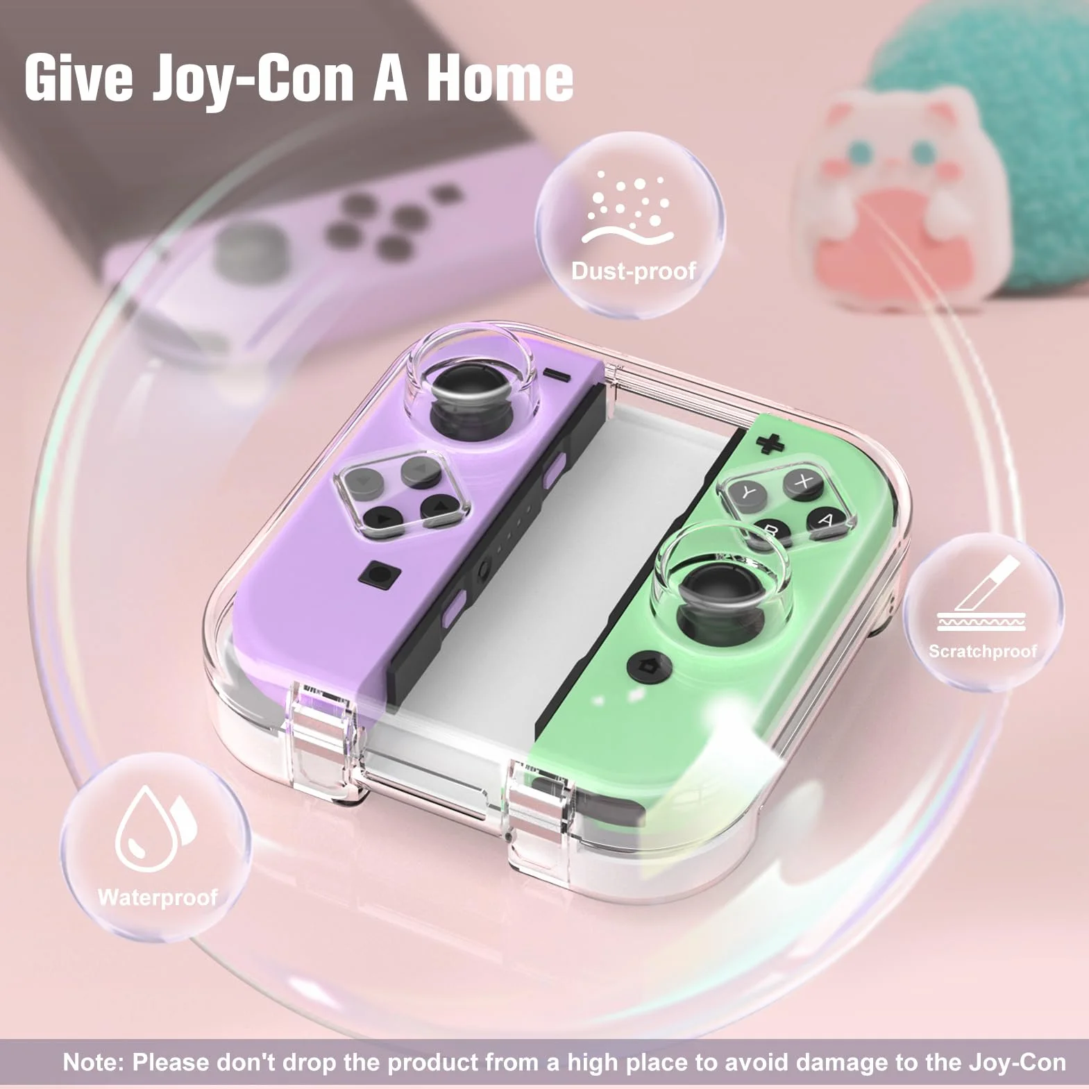 FINTIE Etui do przechowywania Joy-con przenośne pyłoszczelne pudełko ochronne kompatybilne z Nintendo Switch Joy-Con, Switch/OLED PC, przezroczysta obudowa z zamknięciem magnetycznym (przezroczysta)